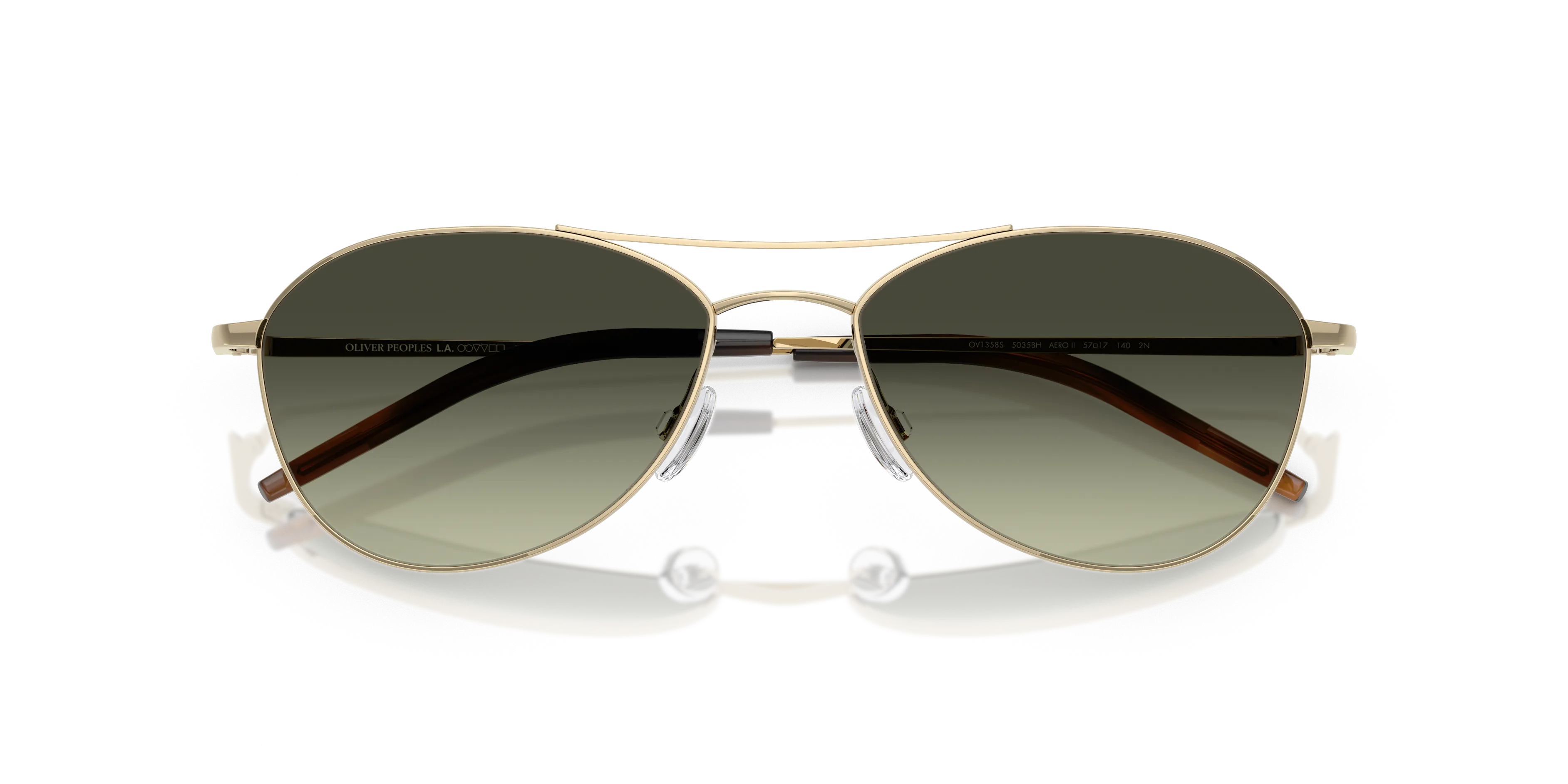 Oliver Peoples OV1358S AERO II 5035BH Occhiali da sole Acciaio Oro Verde G15 Pilot Normale - immagine 2