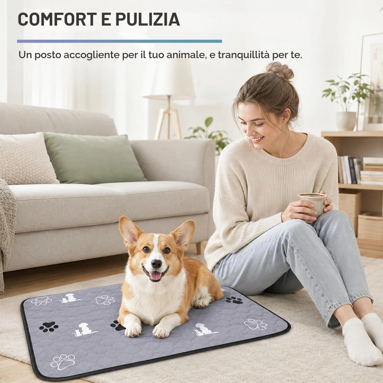 2 tappetini lavabili per cuccioli, 45 x 60 cm, super assorbenti, a prova di - immagine 4