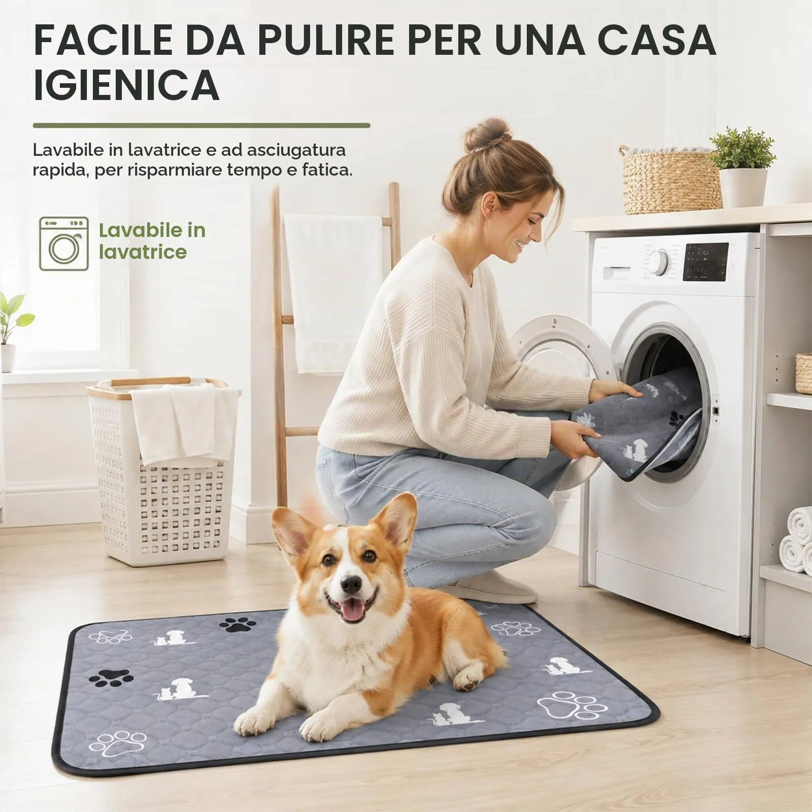 2 tappetini lavabili per cuccioli, 45 x 60 cm, super assorbenti, a prova di - immagine 6