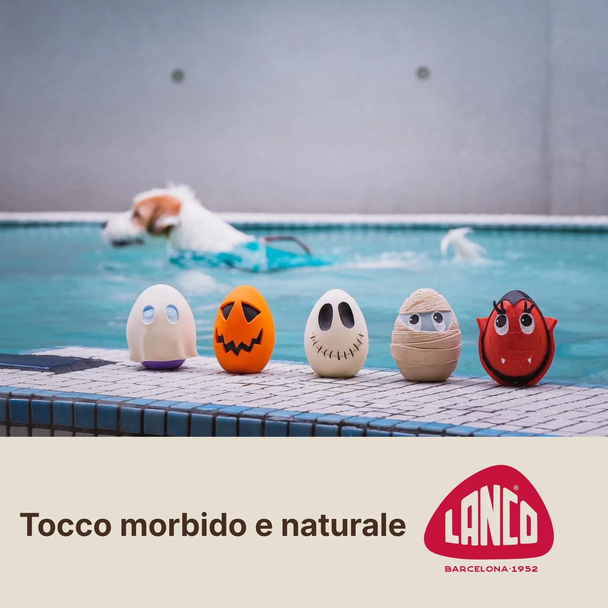 Lanco Uovo Frankie, Gioco Cane Caucciù Naturale con Suono - immagine 4