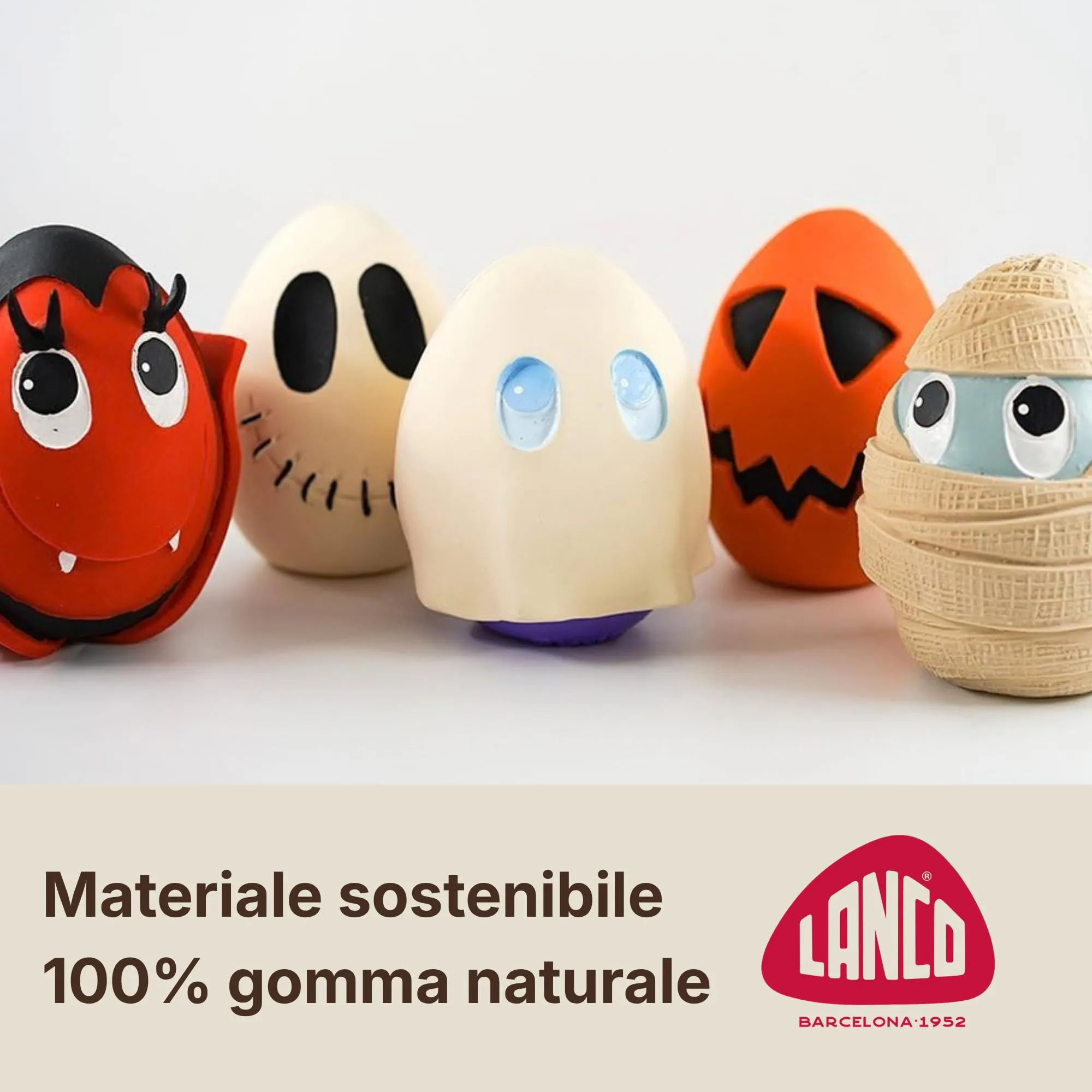 Lanco Uovo Mummia, Gioco Cane Caucciù Naturale con Suono - immagine 2