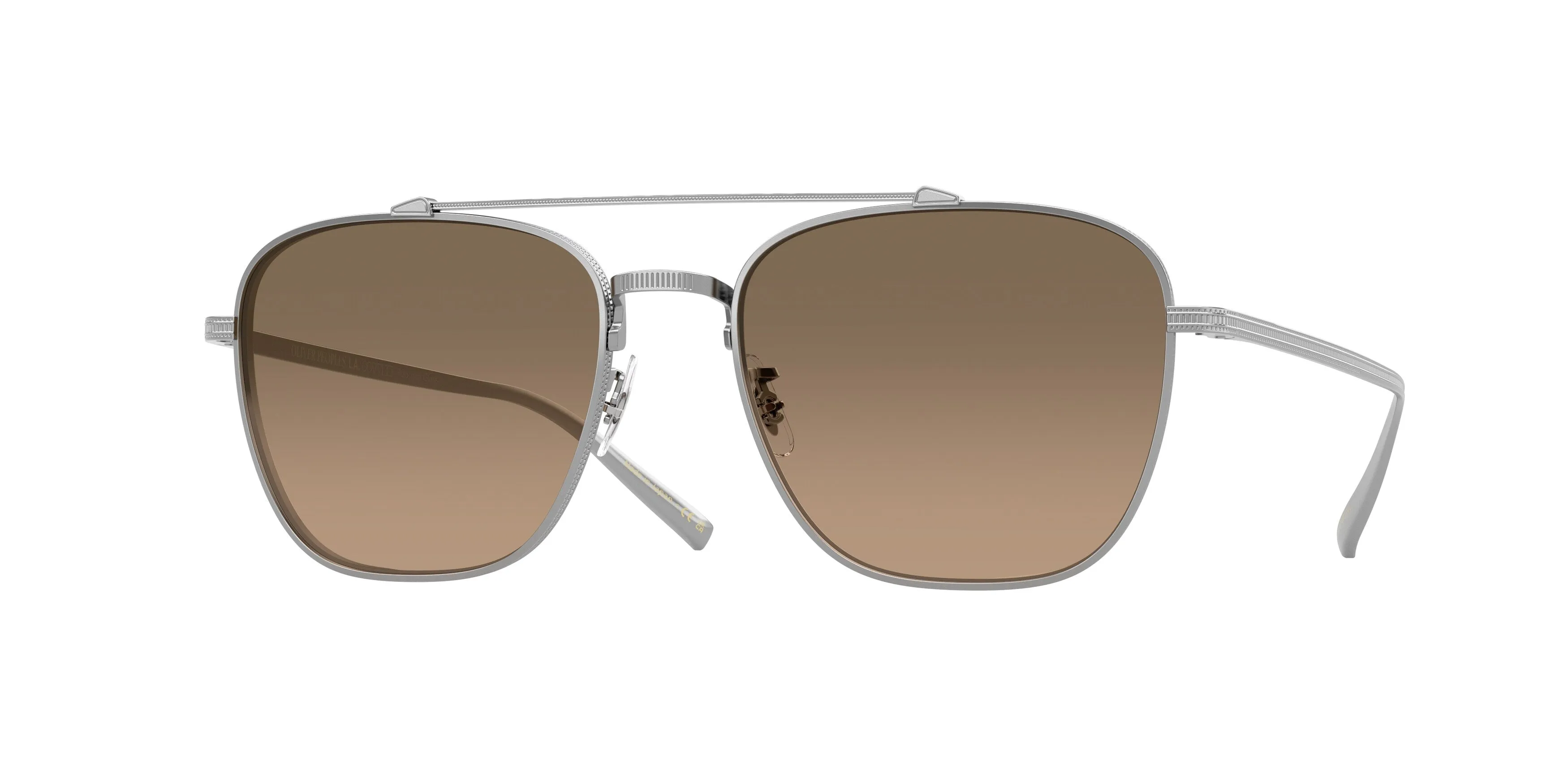 Oliver Peoples OV1349ST AVISON 5036GN Occhiali da sole Titanio Argento Marrone Pilot Polarizzata - immagine 1