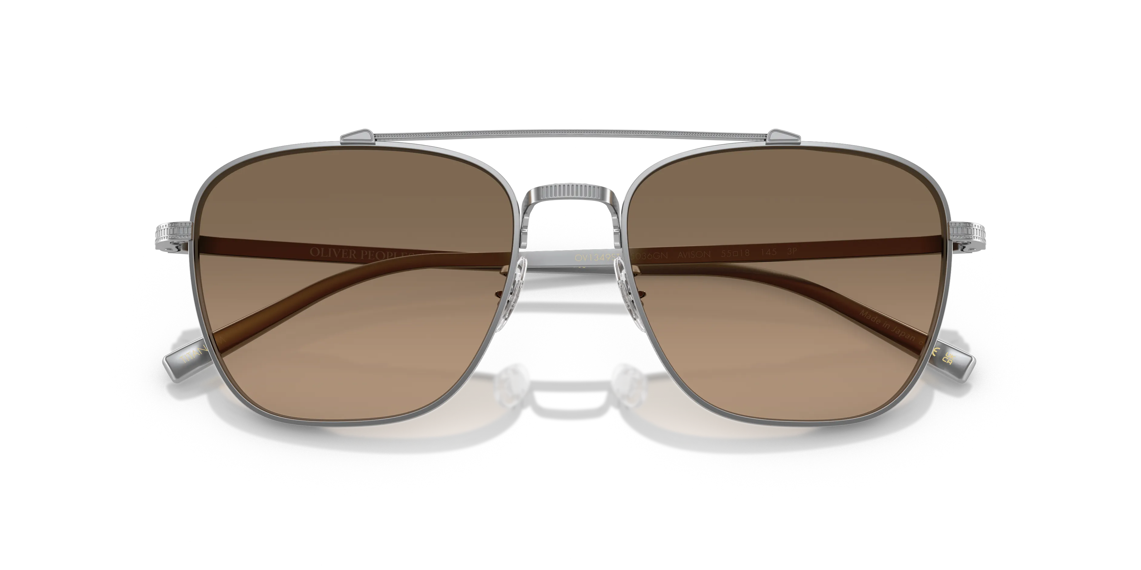 Oliver Peoples OV1349ST AVISON 5036GN Occhiali da sole Titanio Argento Marrone Pilot Polarizzata - immagine 2