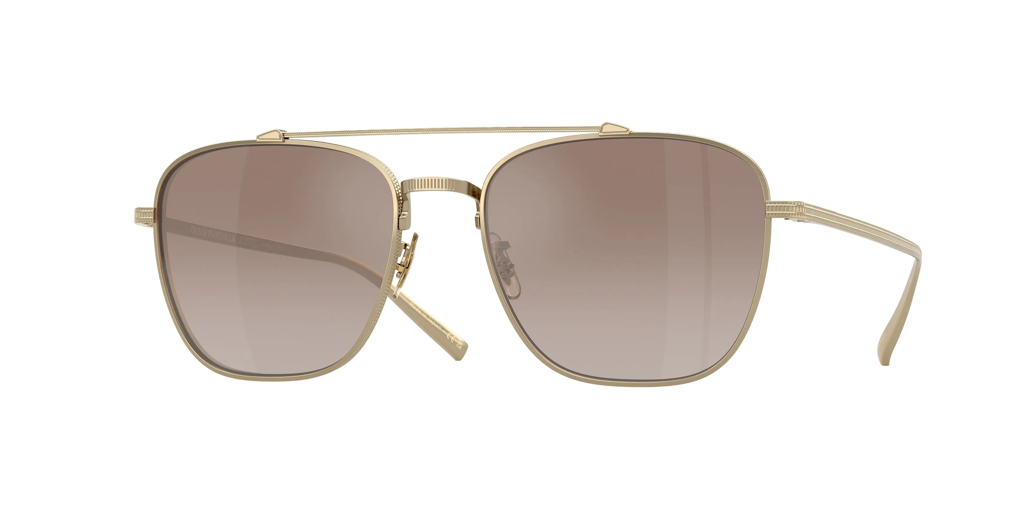 Oliver Peoples OV1349ST AVISON 5035Q1 Occhiali da sole Titanio Oro Marrone Pilot Normale - immagine 1
