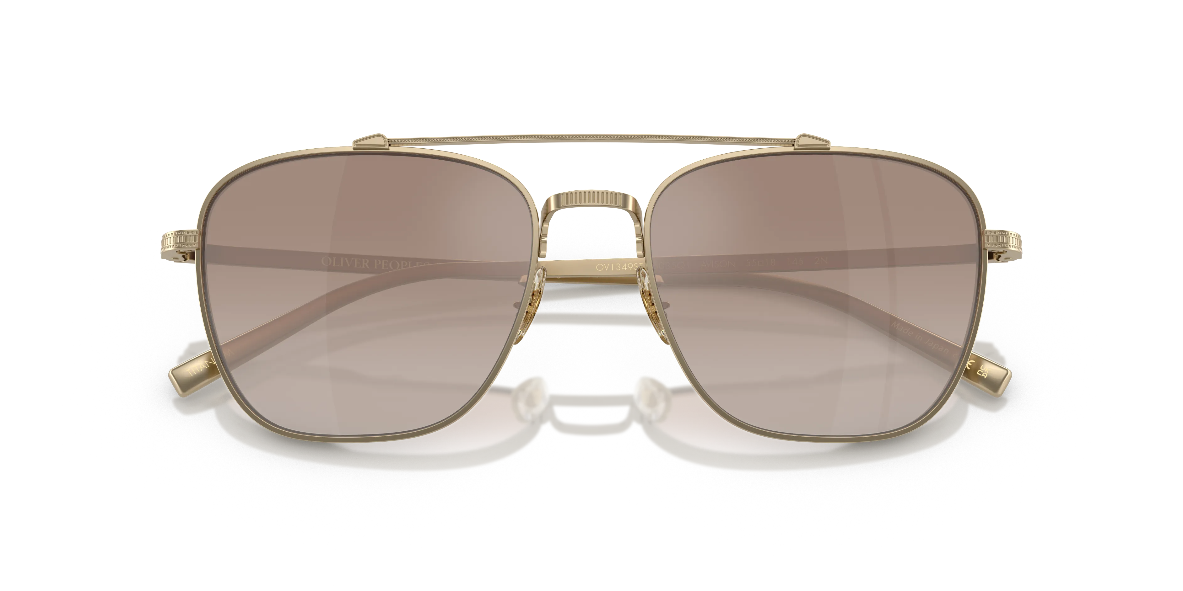 Oliver Peoples OV1349ST AVISON 5035Q1 Occhiali da sole Titanio Oro Marrone Pilot Normale - immagine 2