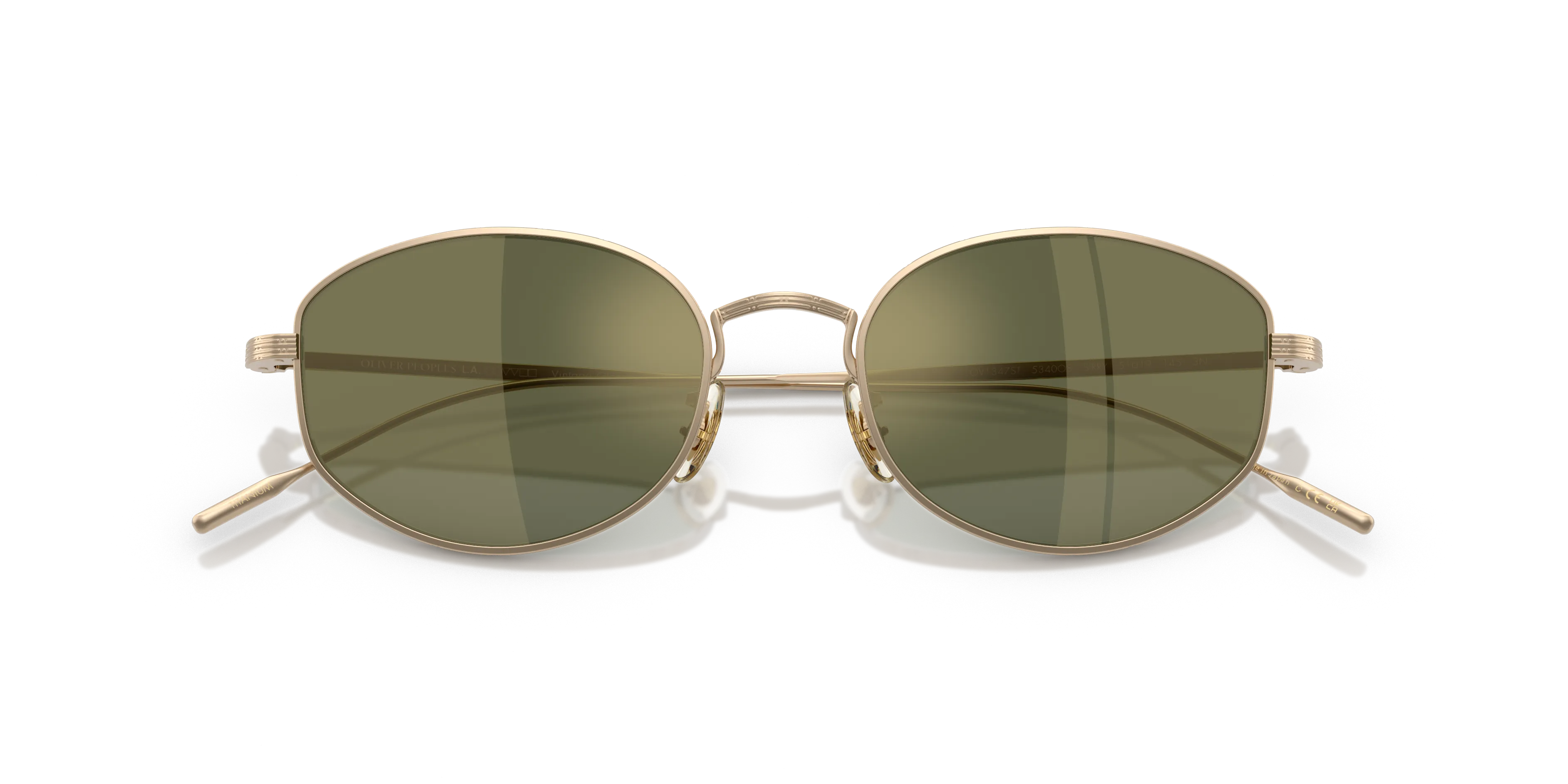 Oliver Peoples OV1347ST ESTRA 5340O8 Occhiali da sole Titanio Oro Verde G15 Rotonda Normale - immagine 2
