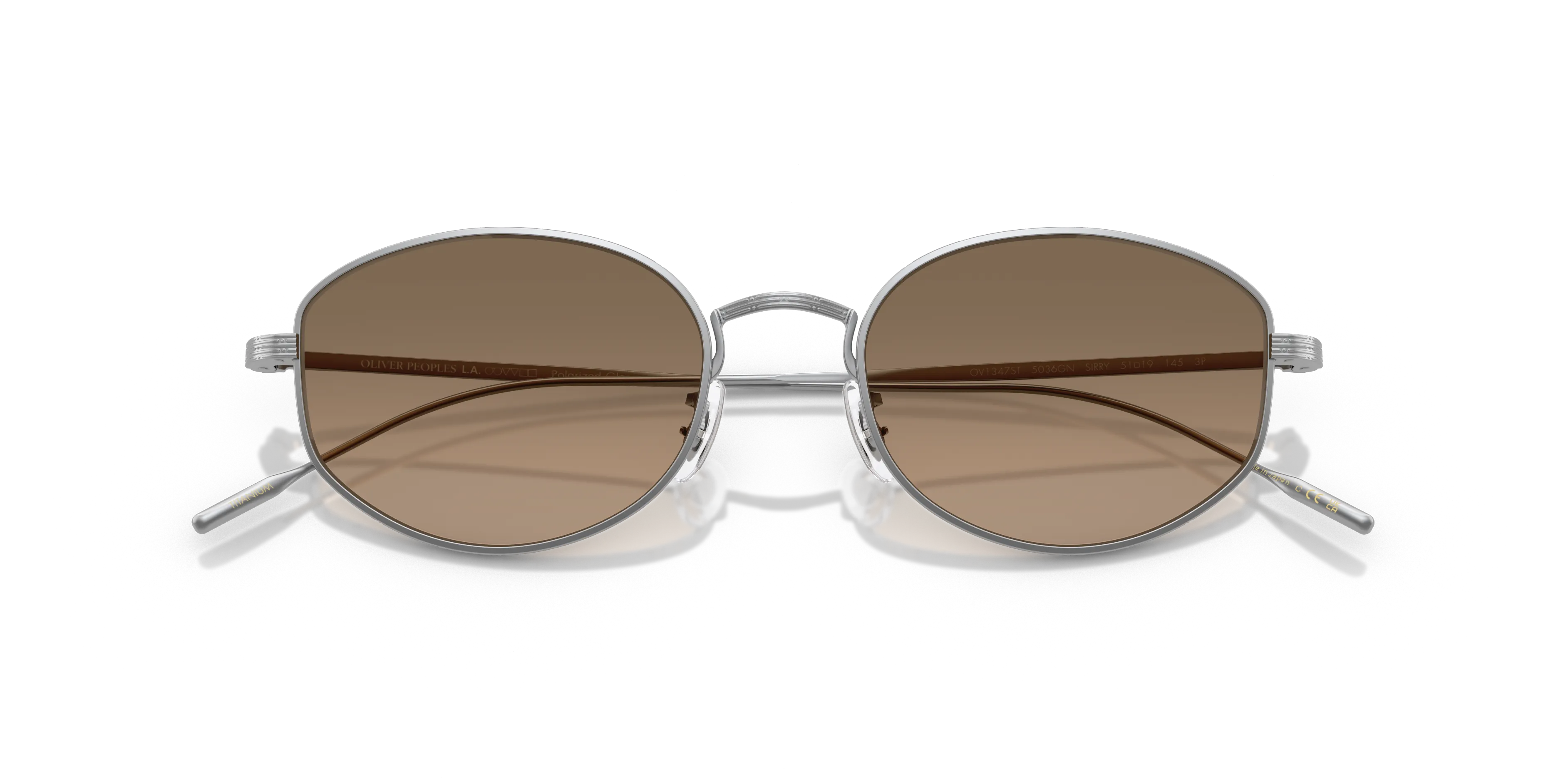Oliver Peoples OV1347ST ESTRA 5036GN Occhiali da sole Titanio Argento Marrone Rotonda Polarizzata - immagine 2