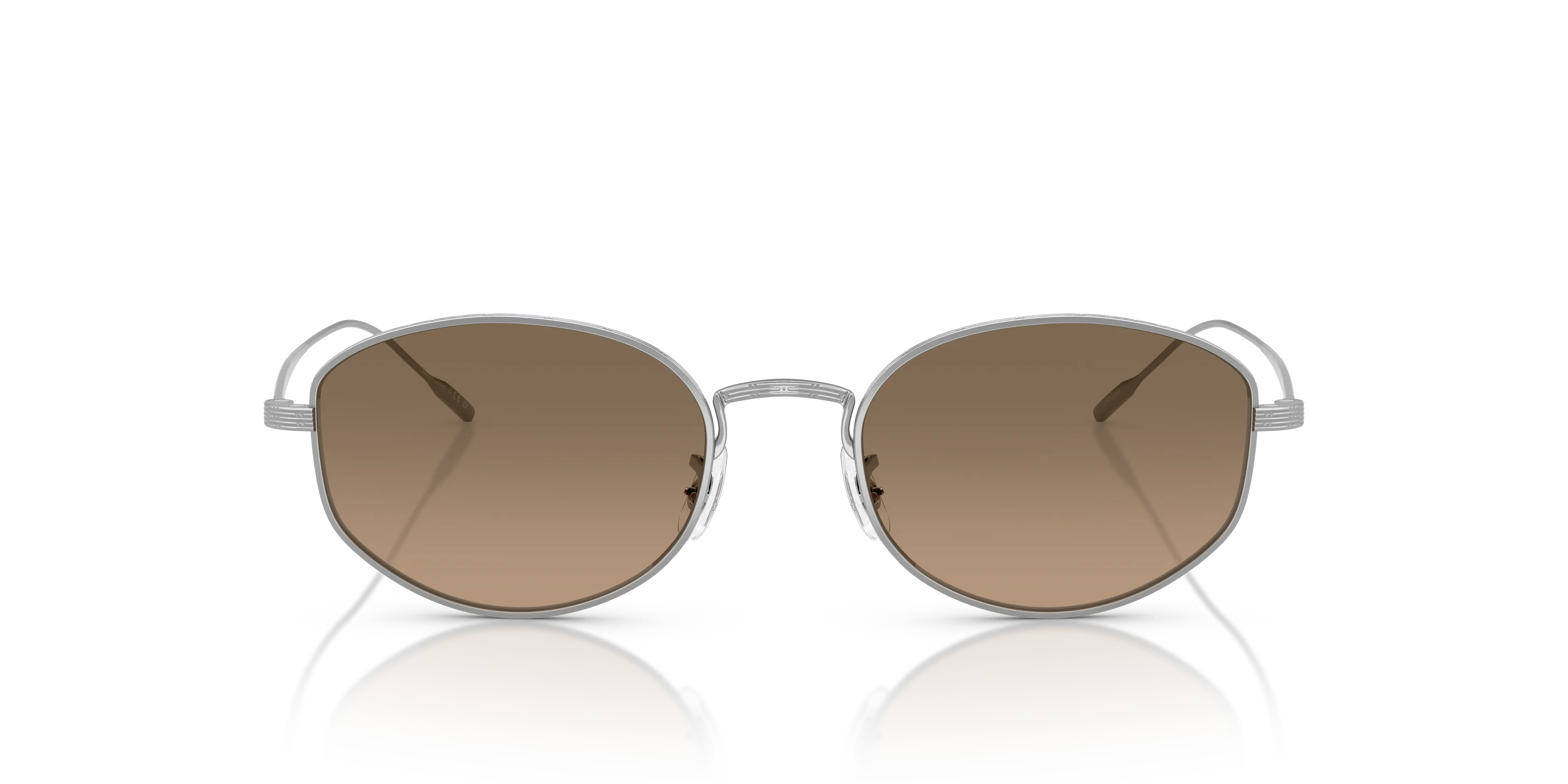 Oliver Peoples OV1347ST ESTRA 5036GN Occhiali da sole Titanio Argento Marrone Rotonda Polarizzata - immagine 3