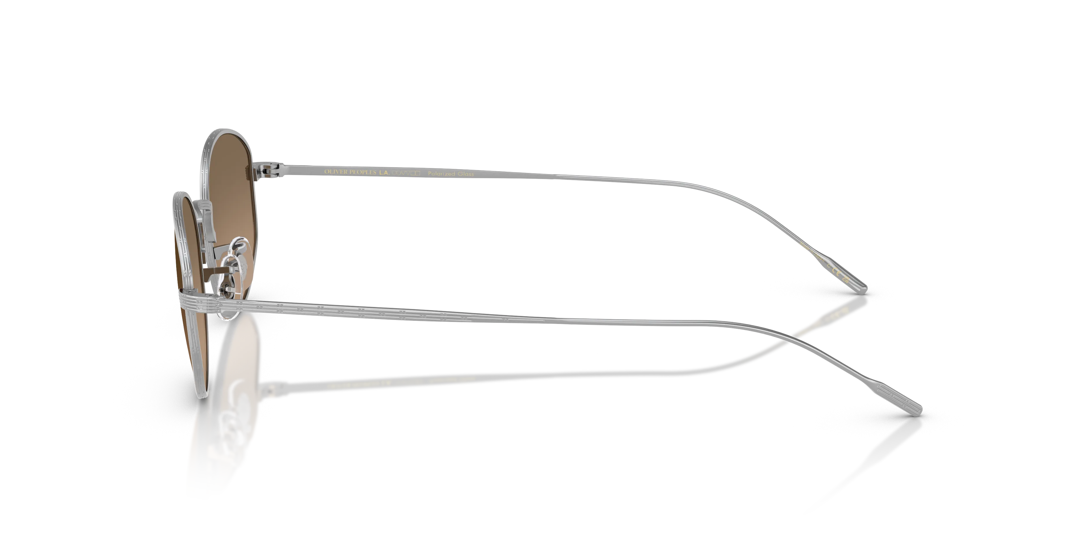 Oliver Peoples OV1347ST ESTRA 5036GN Occhiali da sole Titanio Argento Marrone Rotonda Polarizzata - immagine 4
