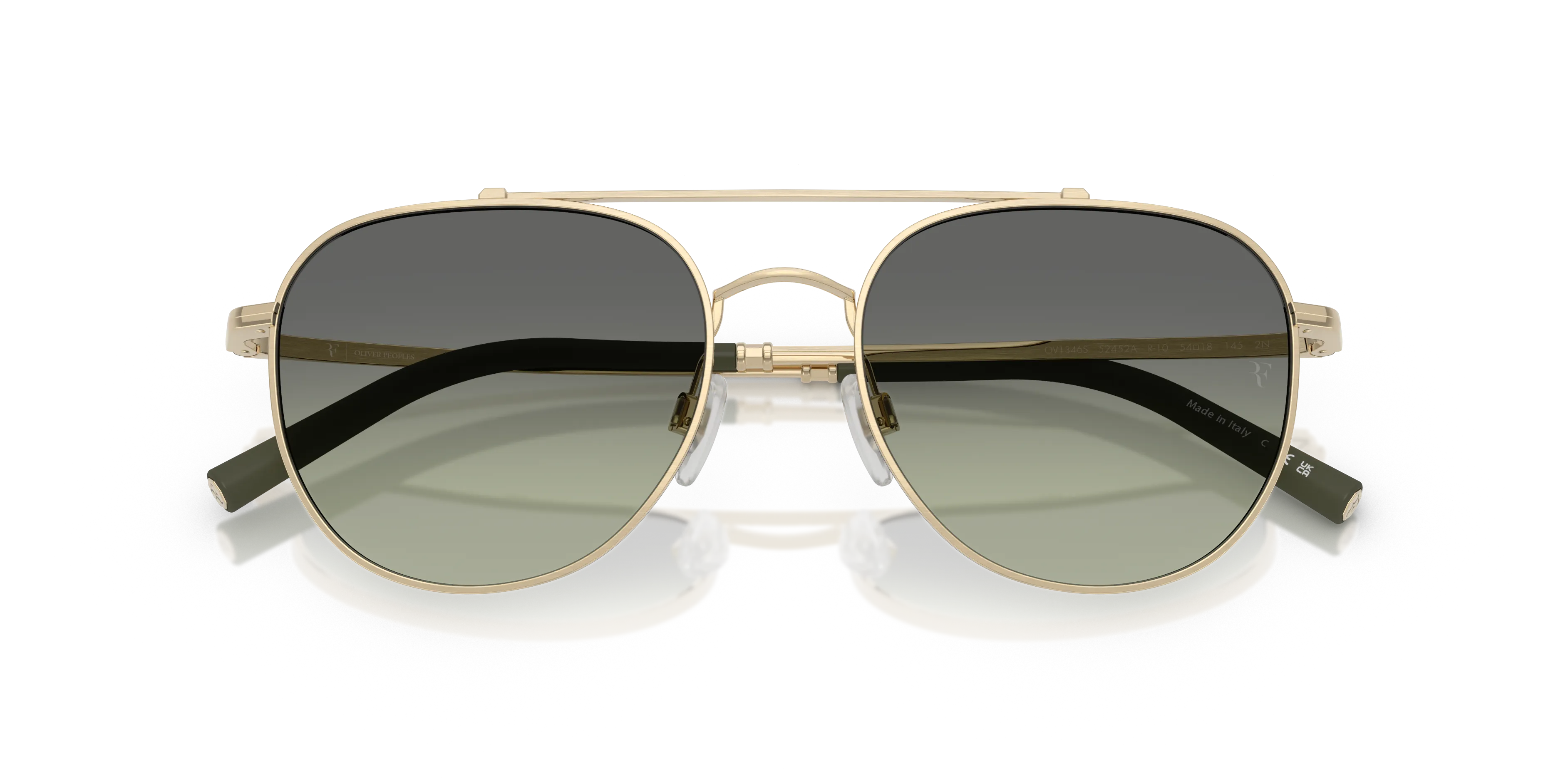 Oliver Peoples OV1346S R-10 52452A Occhiali da sole Metallo Oro Verde Pilot Normale - immagine 2