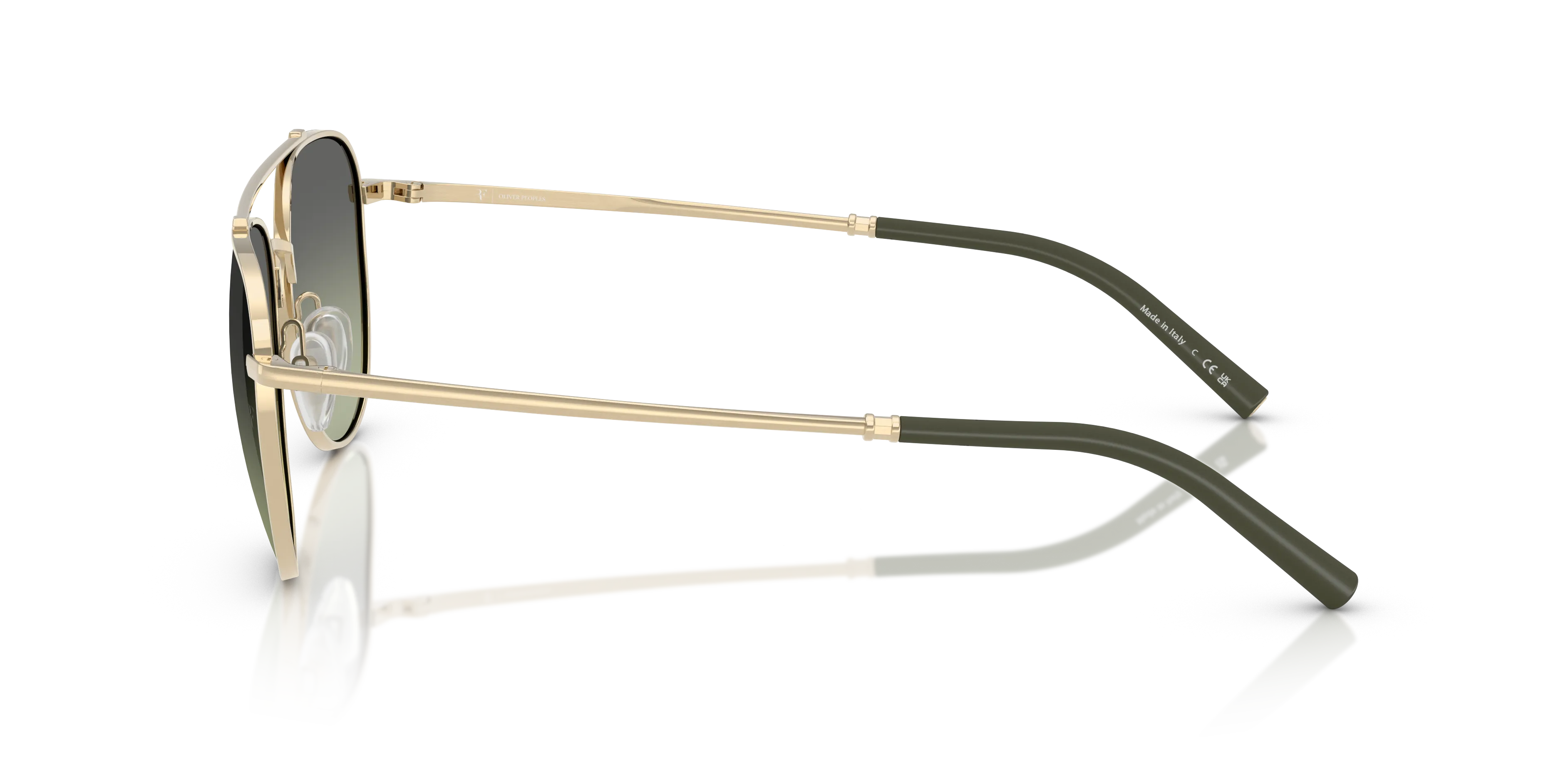 Oliver Peoples OV1346S R-10 52452A Occhiali da sole Metallo Oro Verde Pilot Normale - immagine 4