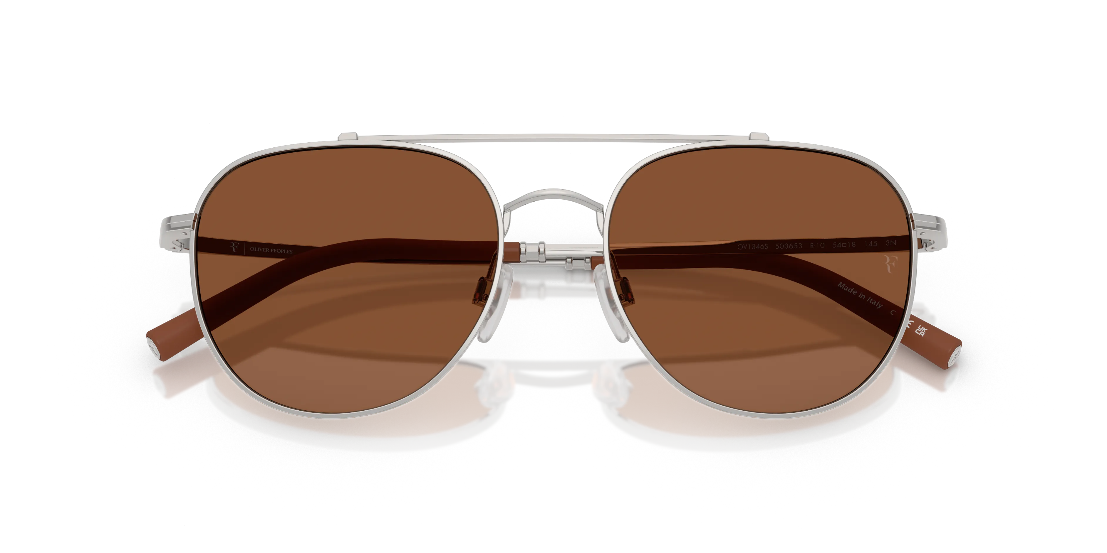 Oliver Peoples OV1346S R-10 503653 Occhiali da sole Metallo Argento Marrone Pilot Normale - immagine 2
