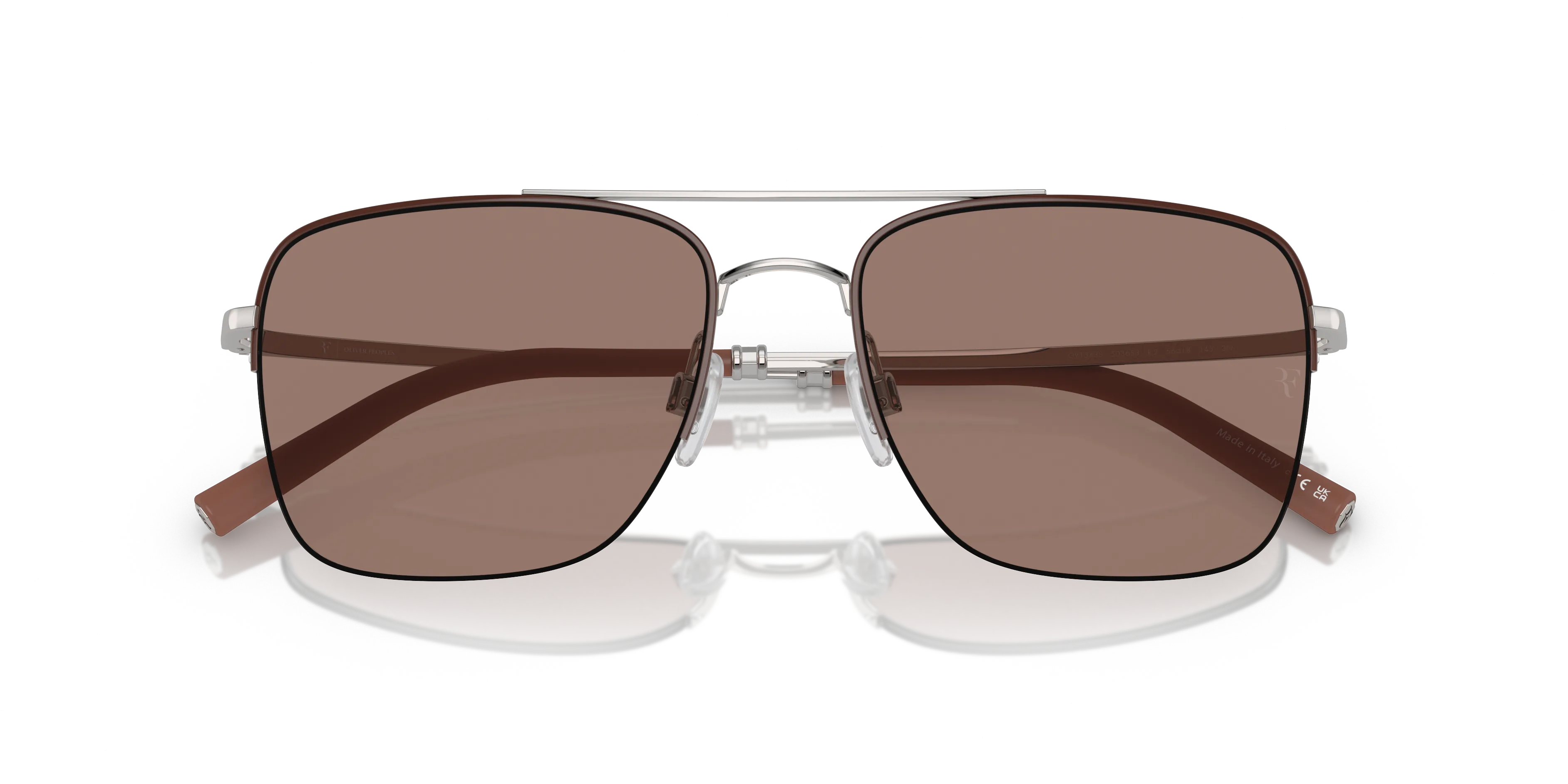 Oliver Peoples OV1343S R-2 503653 Occhiali da sole Metallo Argento Marrone Pilot Normale - immagine 2