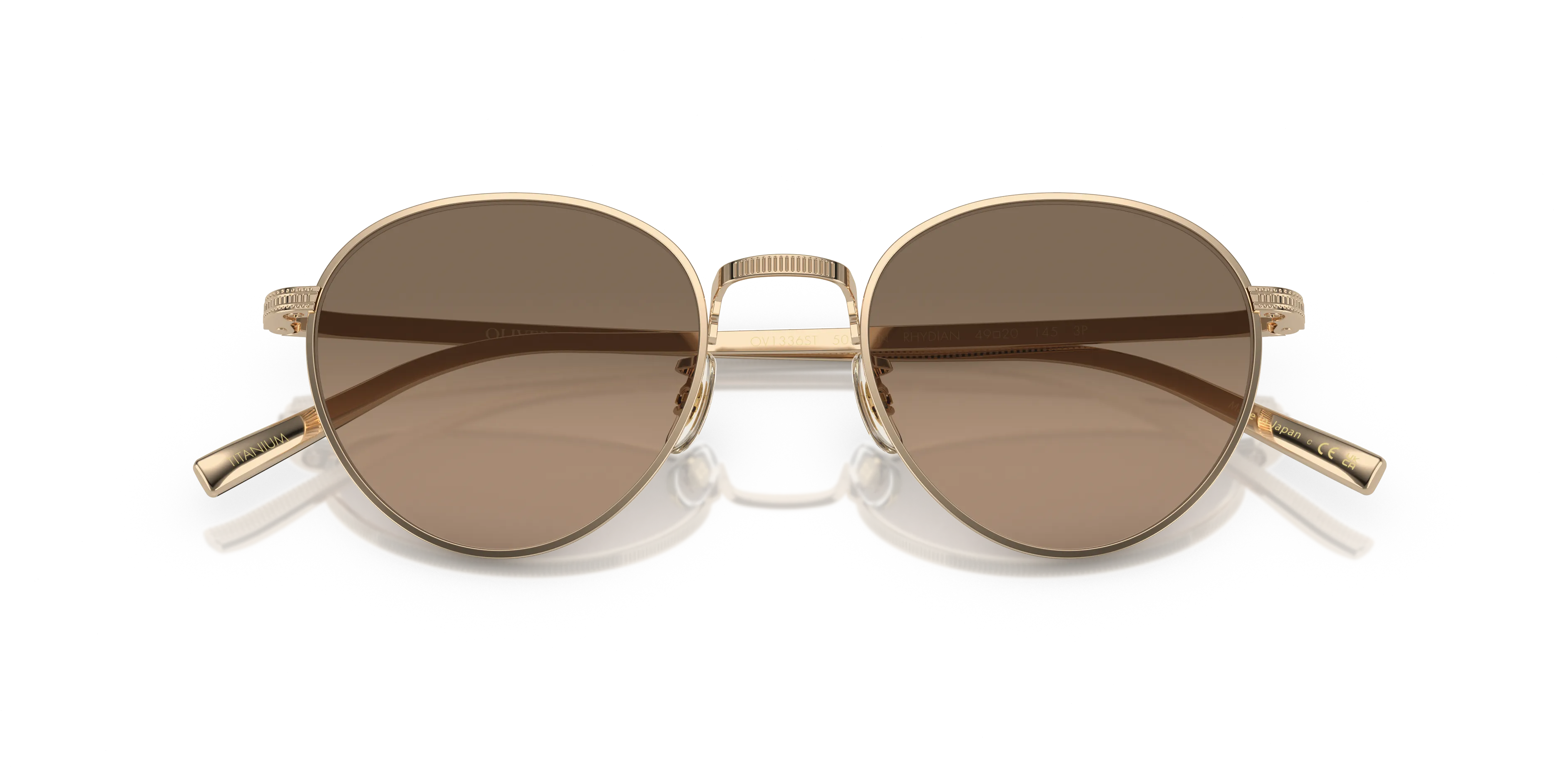 Oliver Peoples OV1336ST RHYDIAN 5035GN Occhiali da sole Titanio Oro Marrone Pantos Polarizzata - immagine 2
