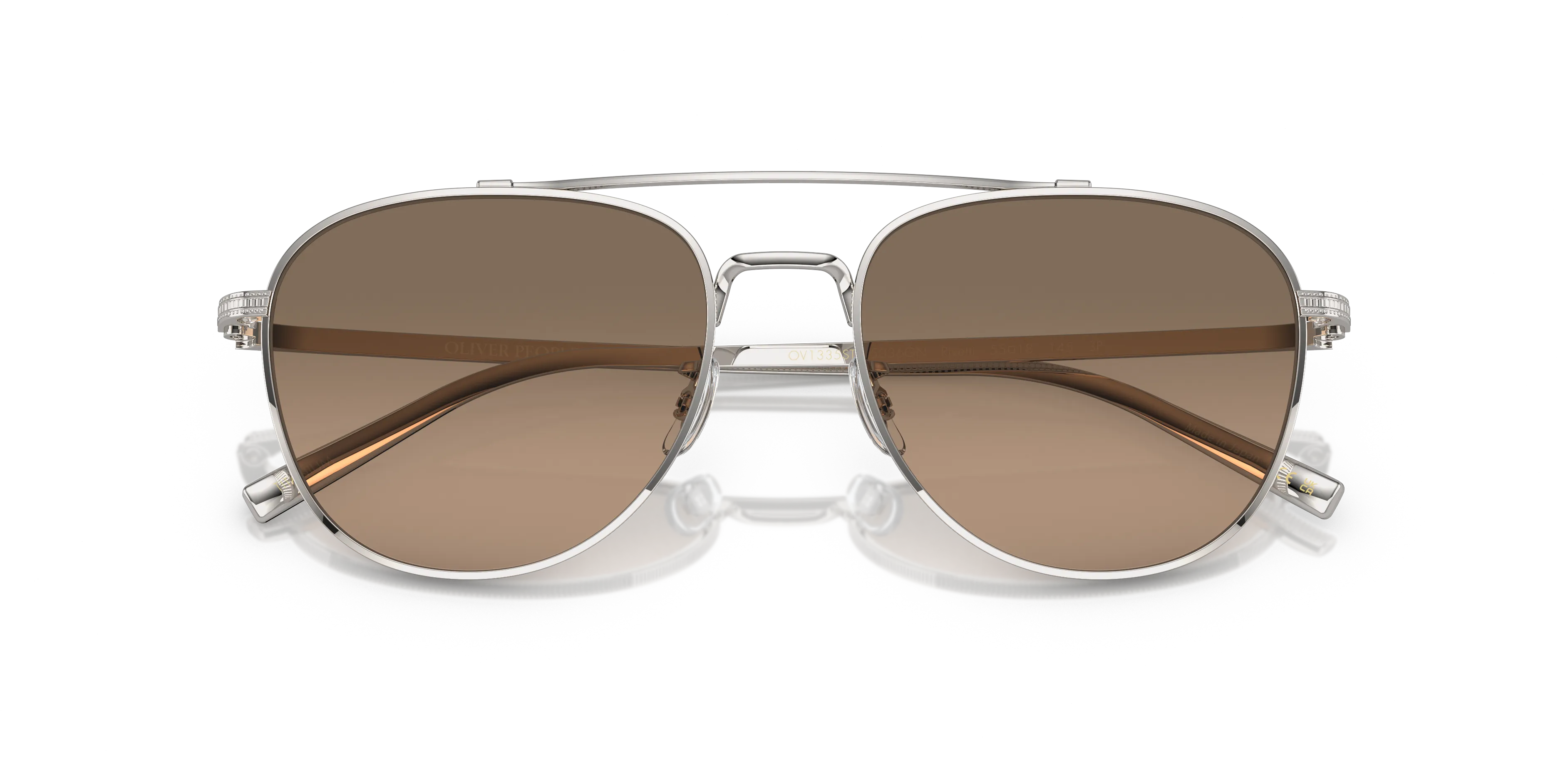 Oliver Peoples OV1335ST RIVETTI 5036GN Occhiali da sole Titanio Argento Marrone Pilot Polarizzata - immagine 2