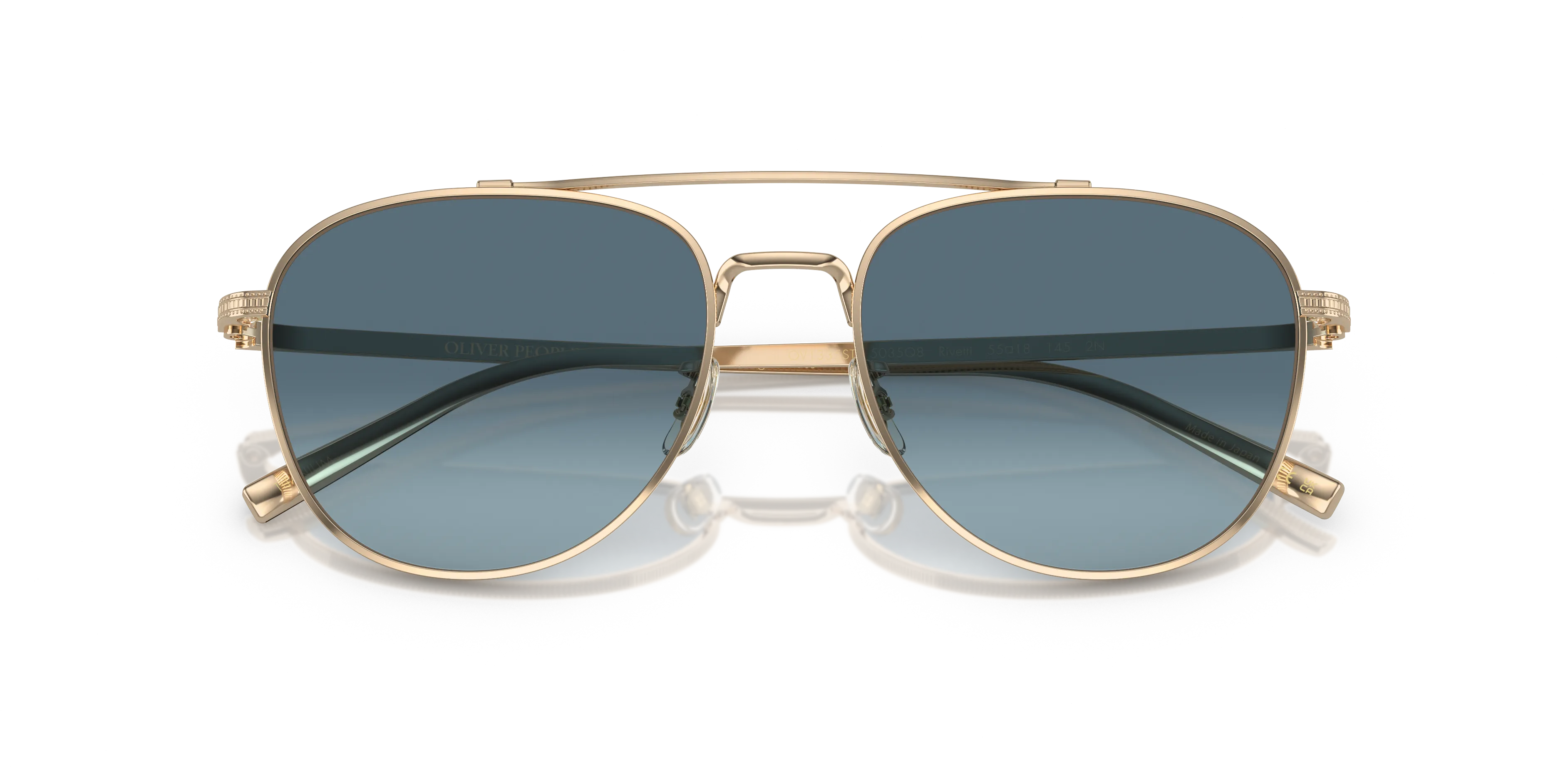 Oliver Peoples OV1335ST RIVETTI 5035Q8 Occhiali da sole Titanio Oro Blu Pilot Normale - immagine 2
