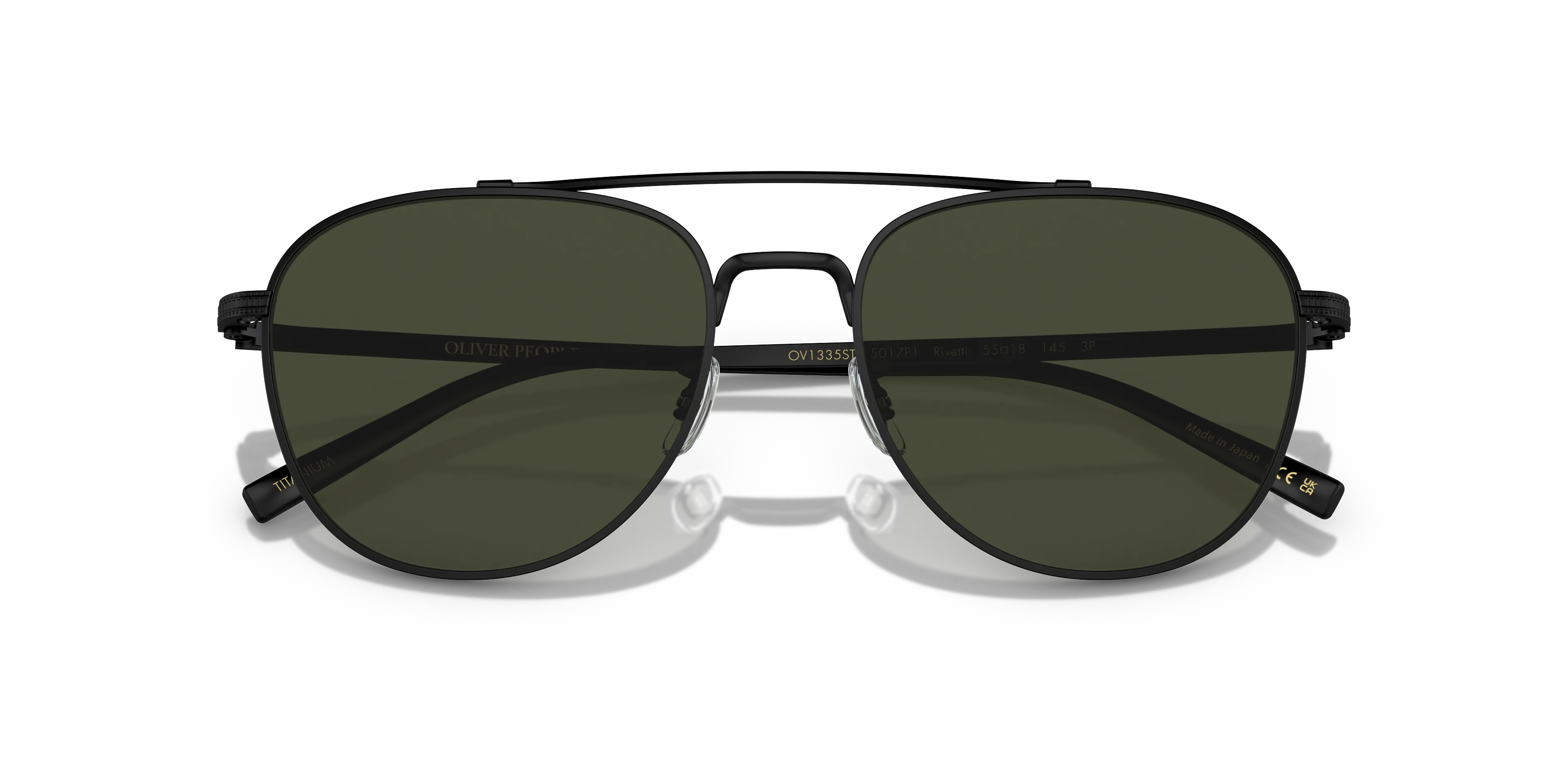 Oliver Peoples OV1335ST RIVETTI 5017P1 Occhiali da sole Titanio Nero Verde G15 Pilot Polarizzata - immagine 2