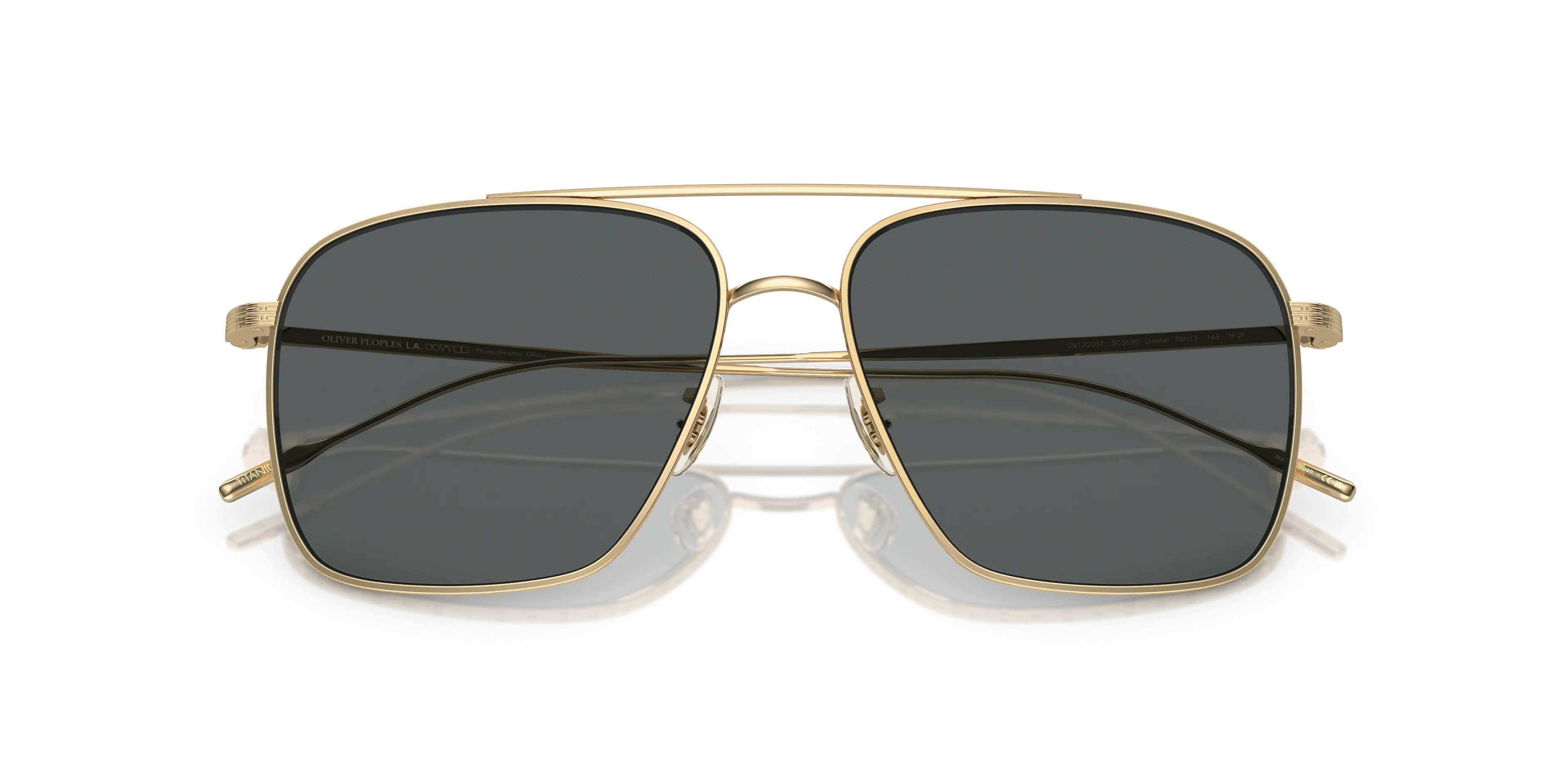 Oliver Peoples OV1320ST DRESNER 5292P2 Occhiali da sole Titanio Oro Grigio Pilot Polarizzata - immagine 2