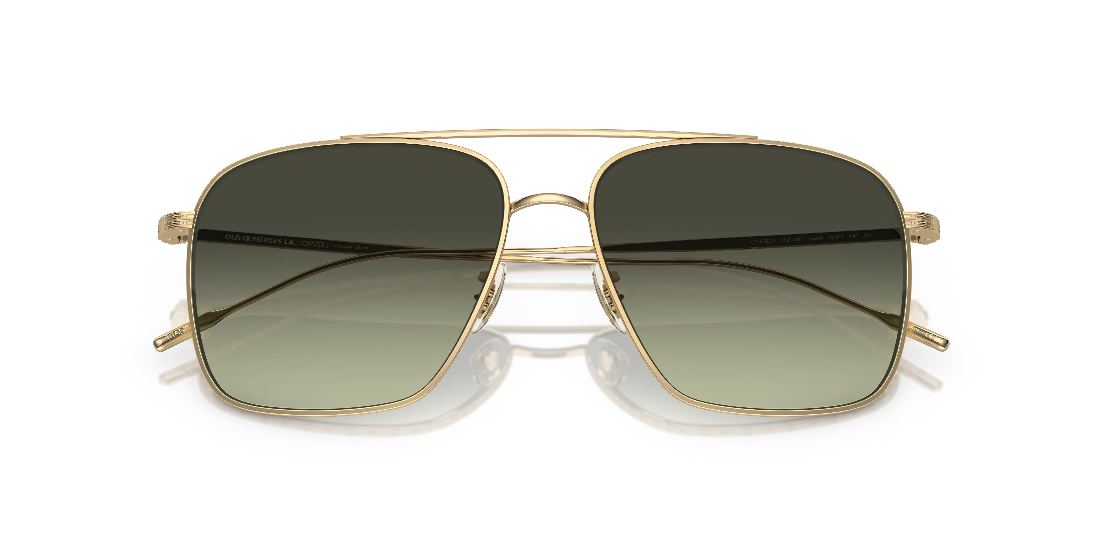 Oliver Peoples OV1320ST DRESNER 5292BH Occhiali da sole Titanio Oro Verde G15 Pilot Normale - immagine 2