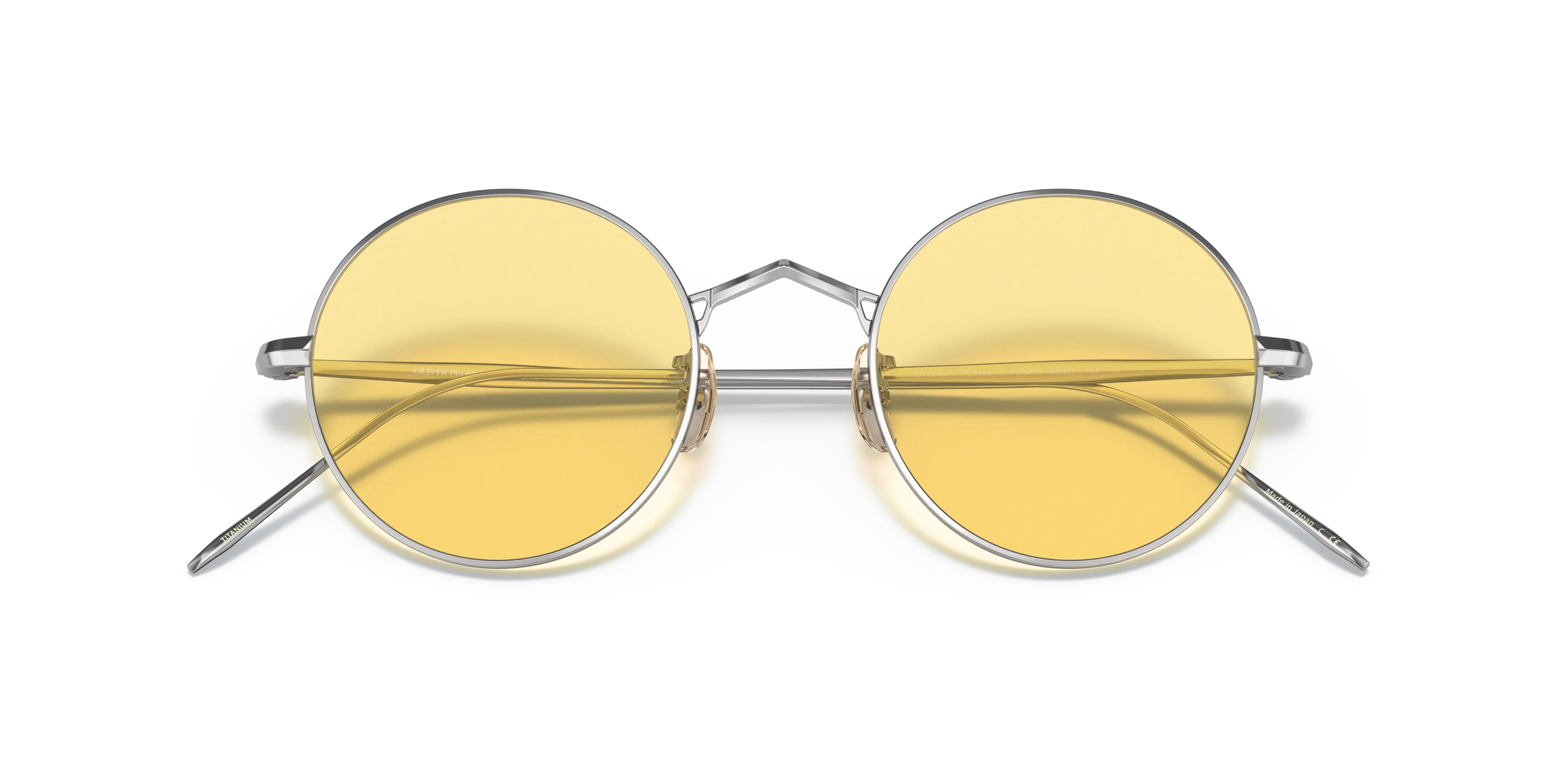 Oliver Peoples OV1293ST G. PONTI-3 5036R6 Occhiali da sole Titanio Argento Giallo Rotonda Normale - immagine 2