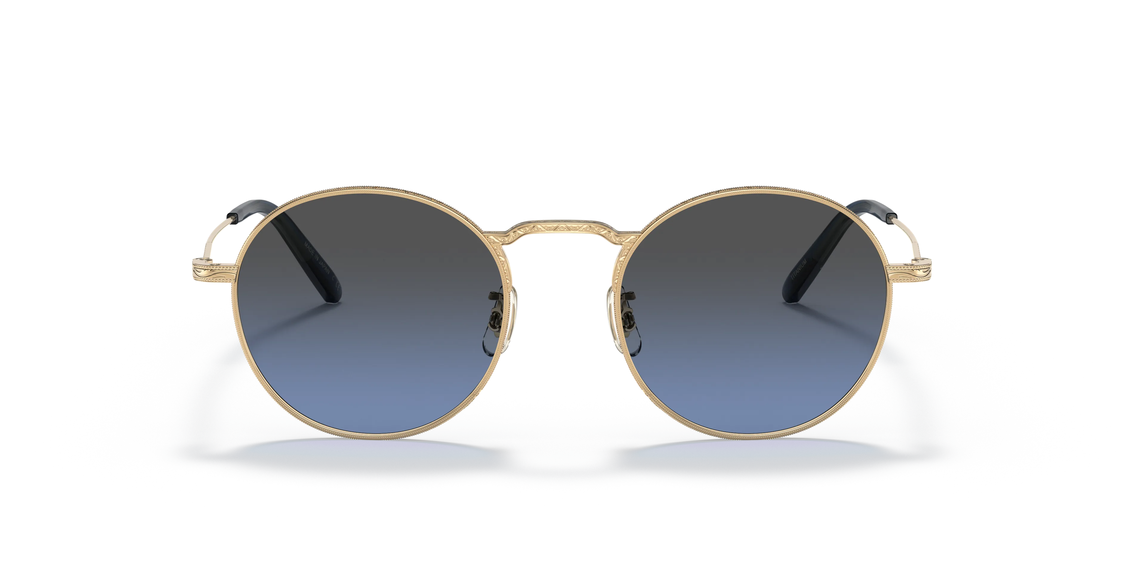 Oliver Peoples OV1282ST WESLIE SUN 5292P4 Occhiali da sole Titanio Oro Blu Rotonda Polarizzata - immagine 3