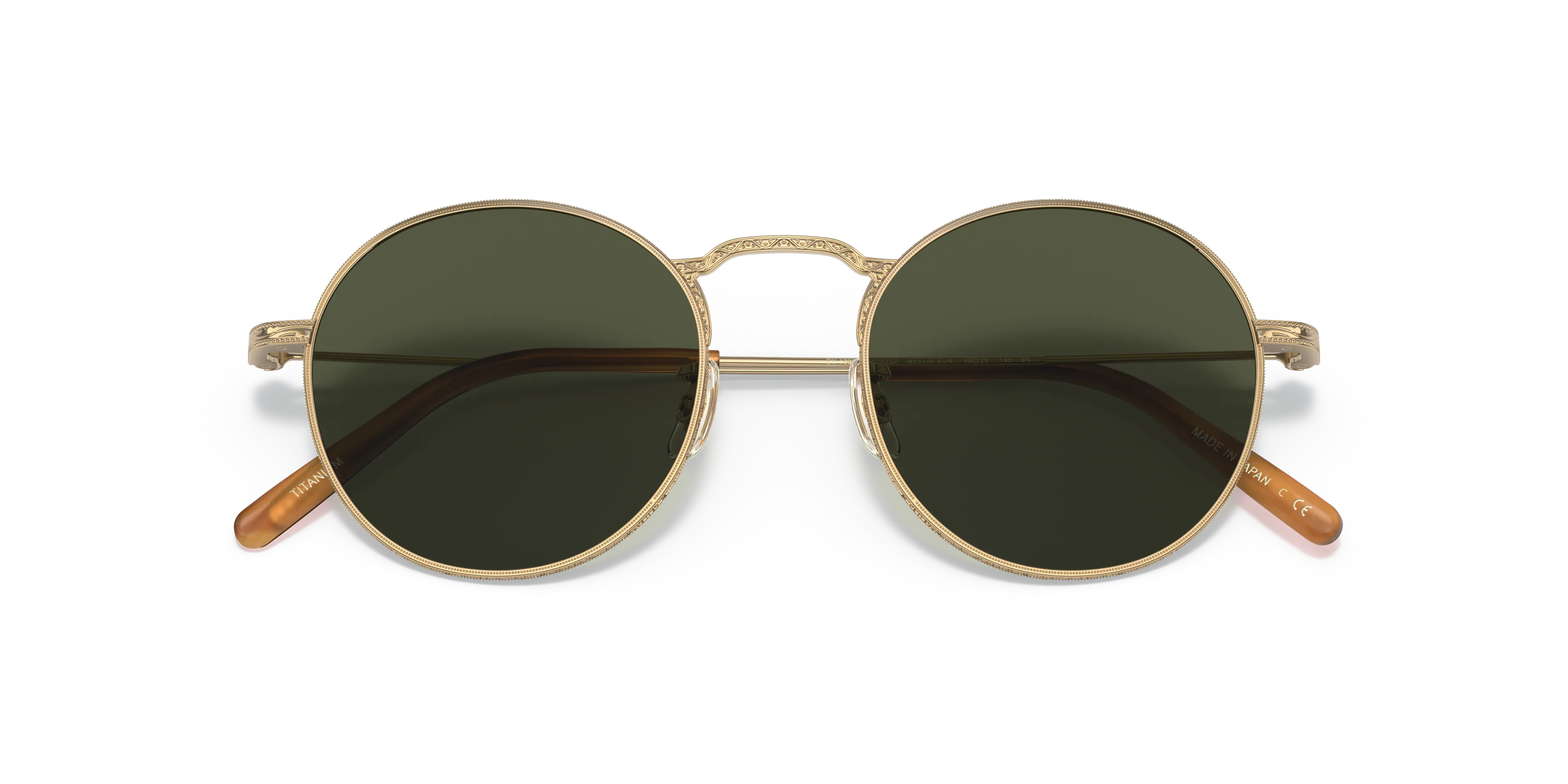 Oliver Peoples OV1282ST WESLIE SUN 529252 Occhiali da sole Titanio Oro Verde G15 Rotonda Normale - immagine 2