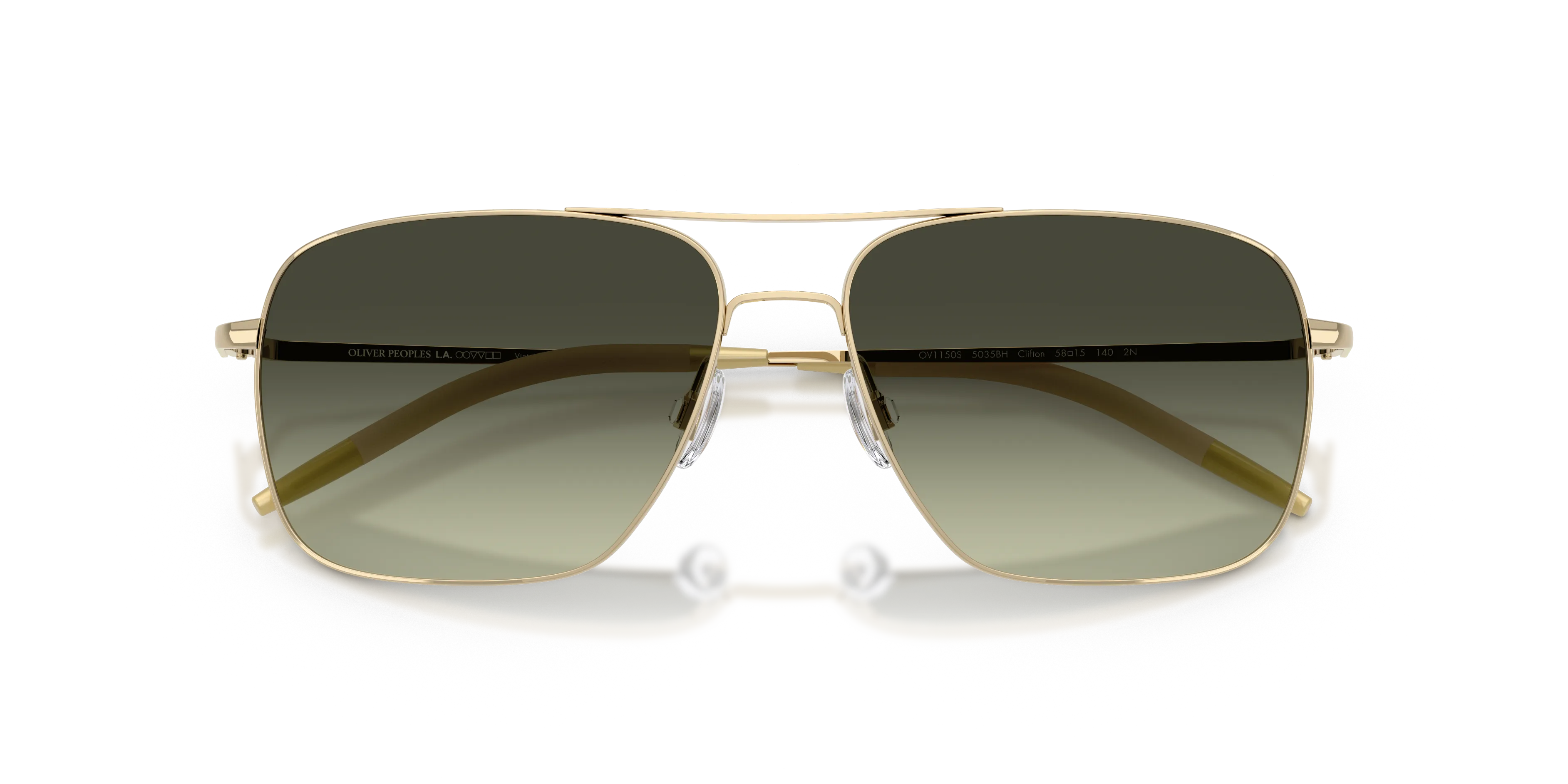 Oliver Peoples OV1150S CLIFTON 5035BH Occhiali da sole Metallo Oro Verde G15 Squadrata Normale - immagine 2