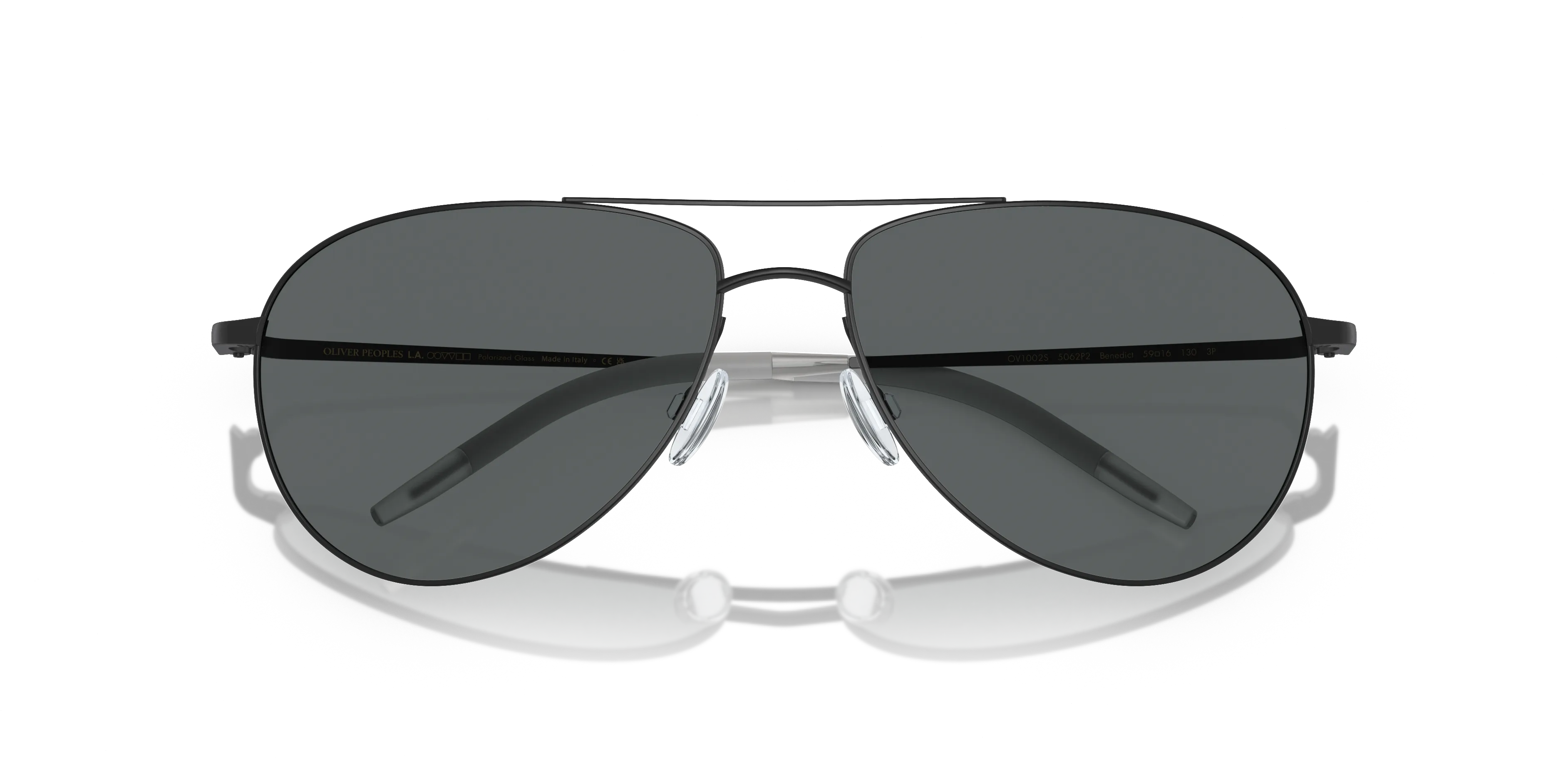 Oliver Peoples OV1002S BENEDICT 5062P2 Occhiali da sole Metallo Nero Grigio Pilot Polarizzata - immagine 2