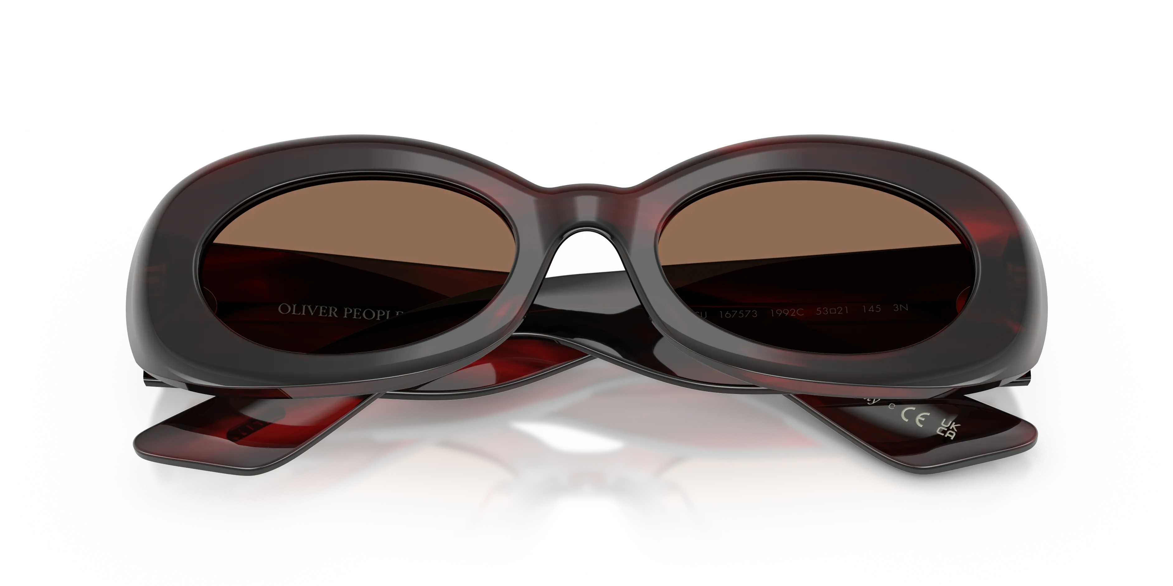 Oliver Peoples OV5606SU 1992C 167573 Occhiali da sole Acetato Rosso Marrone Rotonda Normale - immagine 2