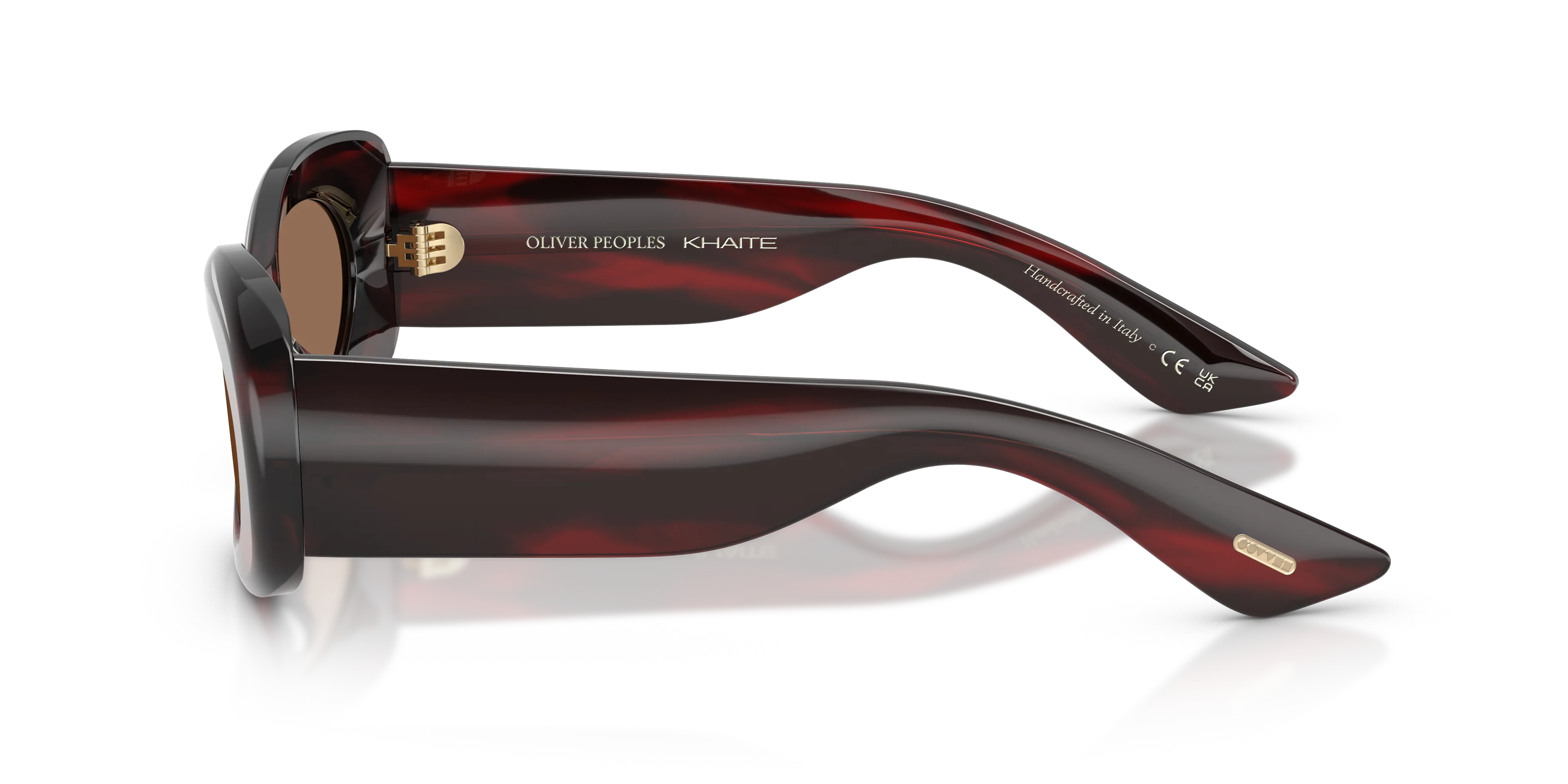 Oliver Peoples OV5606SU 1992C 167573 Occhiali da sole Acetato Rosso Marrone Rotonda Normale - immagine 4