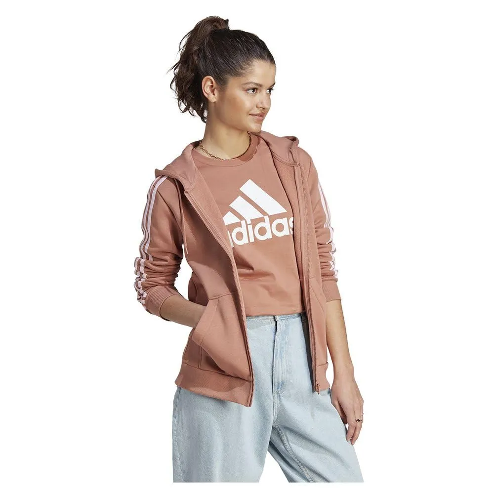 adidas Women's Essentials 3-Stripes Full-Zip Fleece Hoodie Clay Strata/Clear Pink XXS XXS - immagine 4