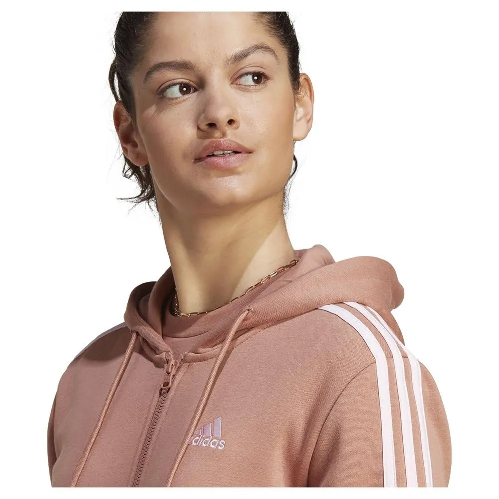 adidas Women's Essentials 3-Stripes Full-Zip Fleece Hoodie Clay Strata/Clear Pink XXS XXS - immagine 6