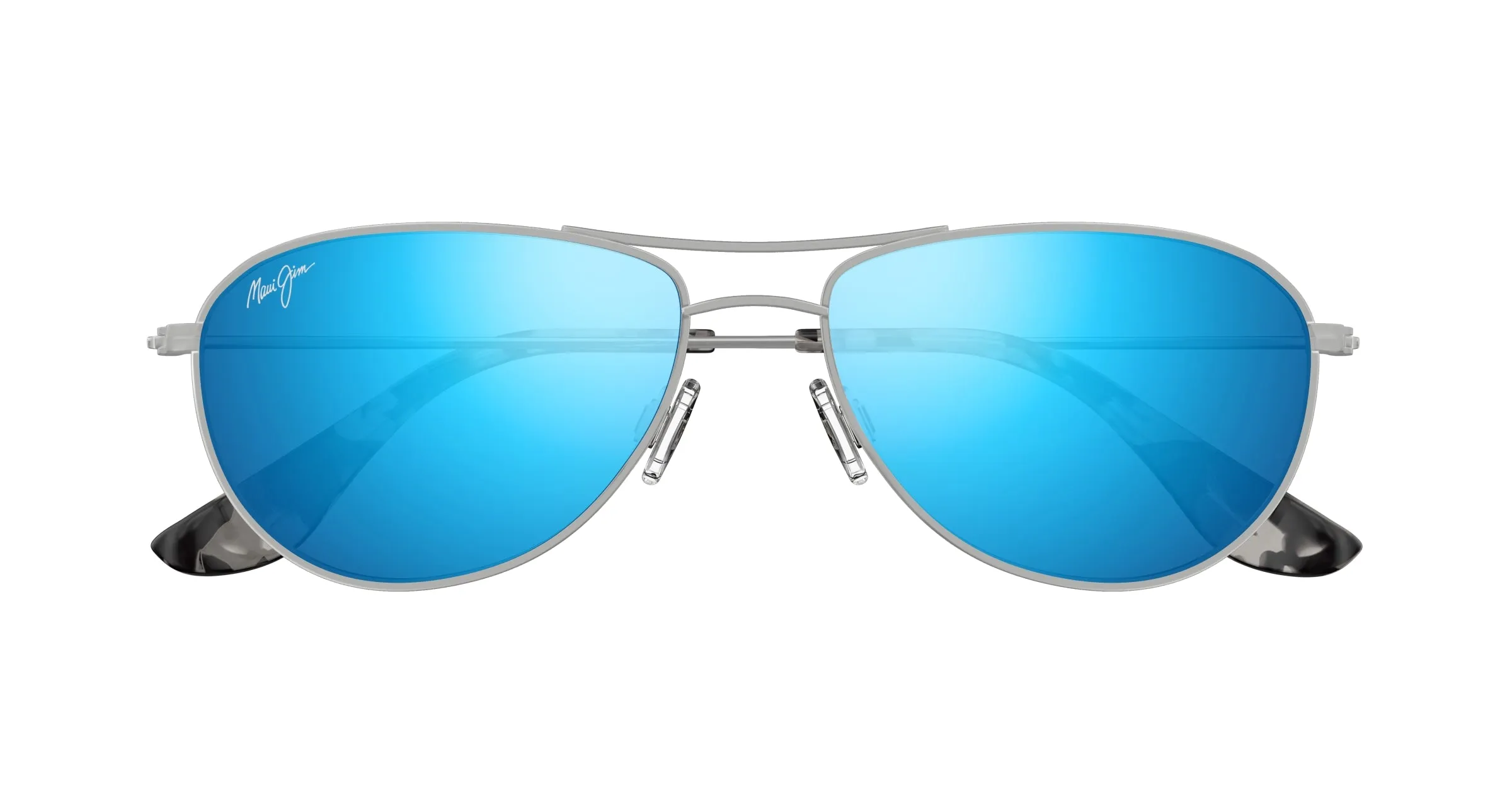 Maui Jim MJ0245S 001 Occhiali da sole Titanio Argento Blu Pilot - immagine 2