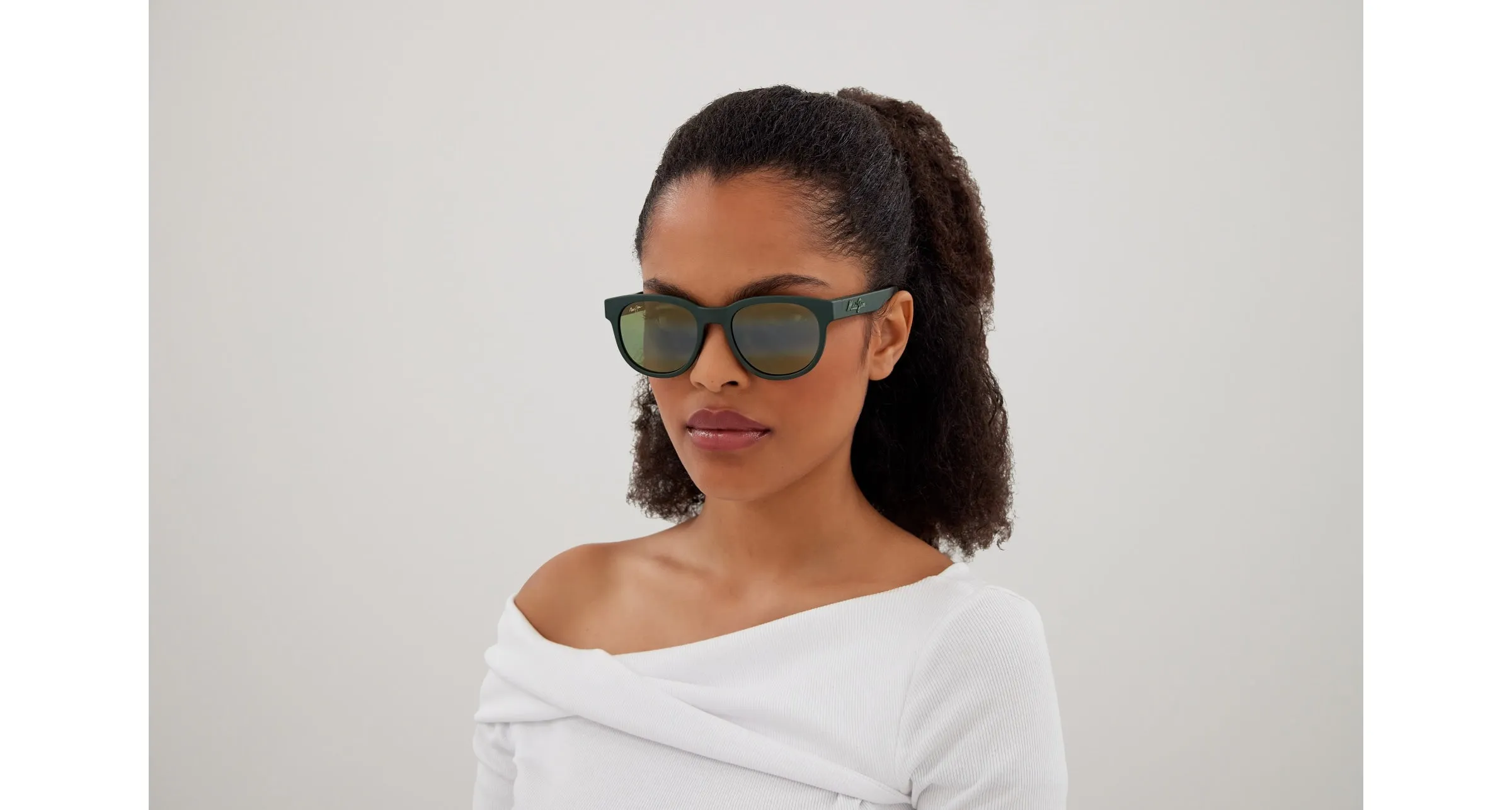 Maui Jim MJ0668S 004 Occhiali da sole Iniettato Verde Verde Rotonda - immagine 4