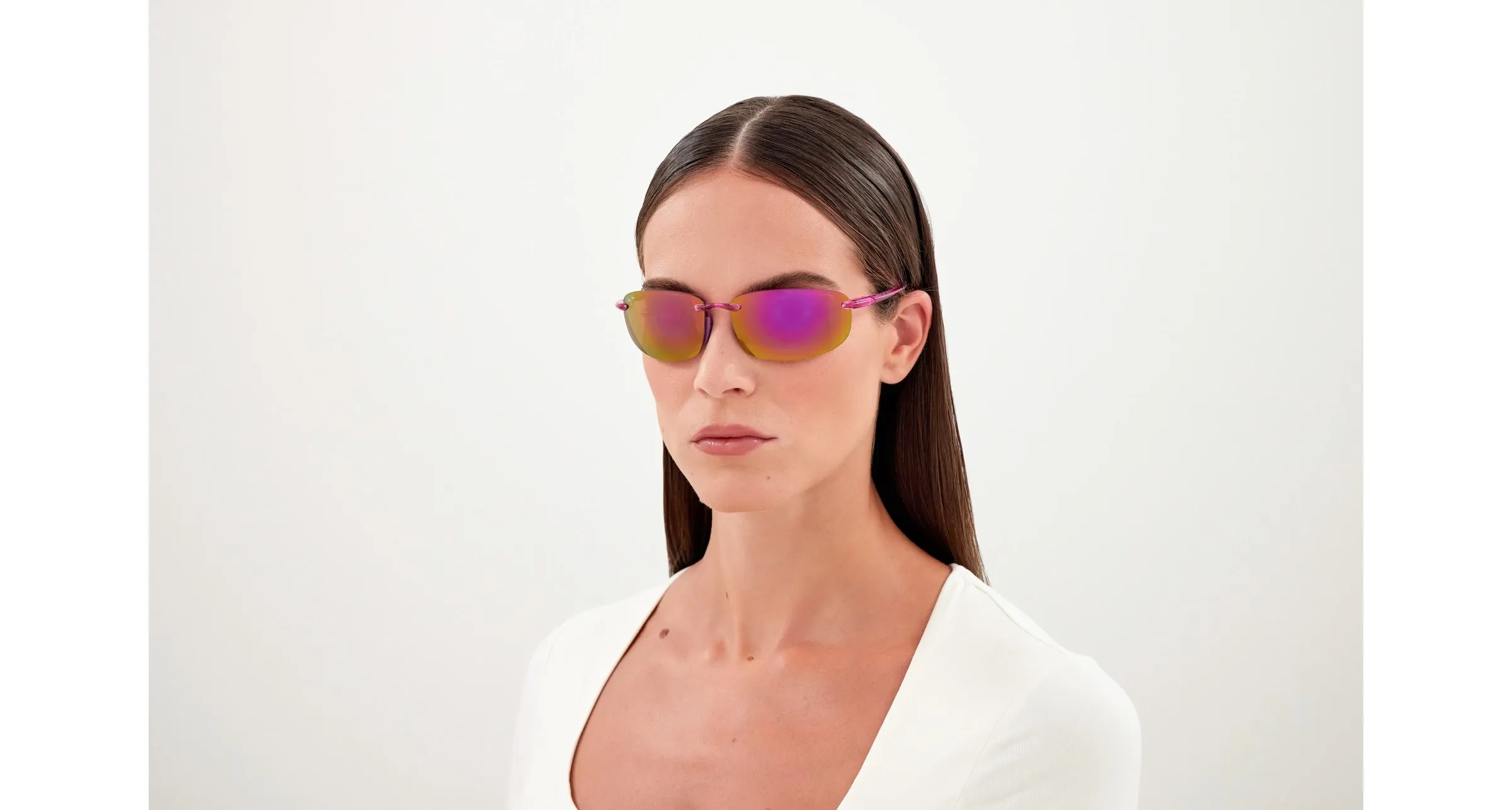 Maui Jim MJ0407S 006 Occhiali da sole Iniettato Rosa Viola Squadrata - immagine 4