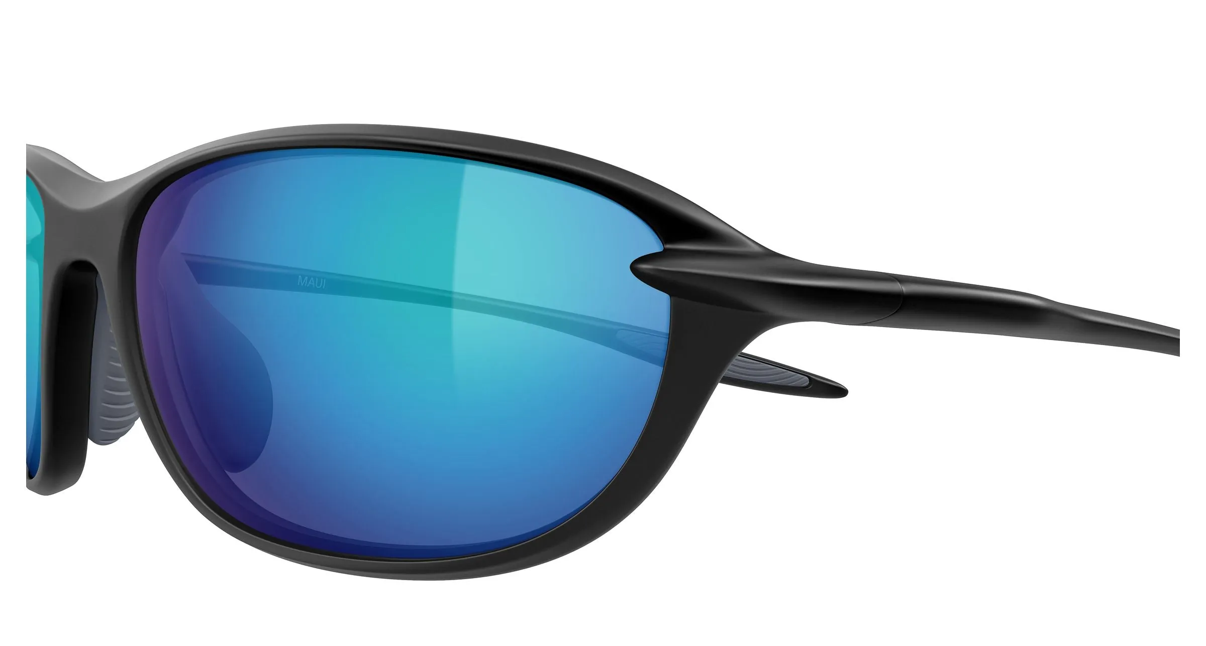 Maui Jim MJ0339S 002 Occhiali da sole Bio-iniettato Nero Blu Rotonda - immagine 3