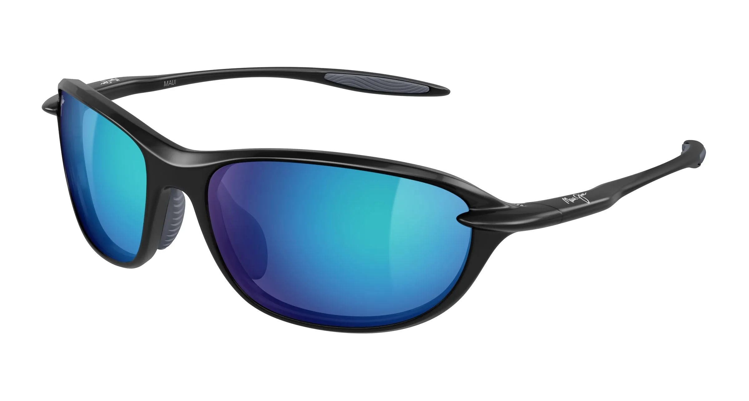 Maui Jim MJ0338S 002 Occhiali da sole Bio-iniettato Nero Blu Rotonda - immagine 1