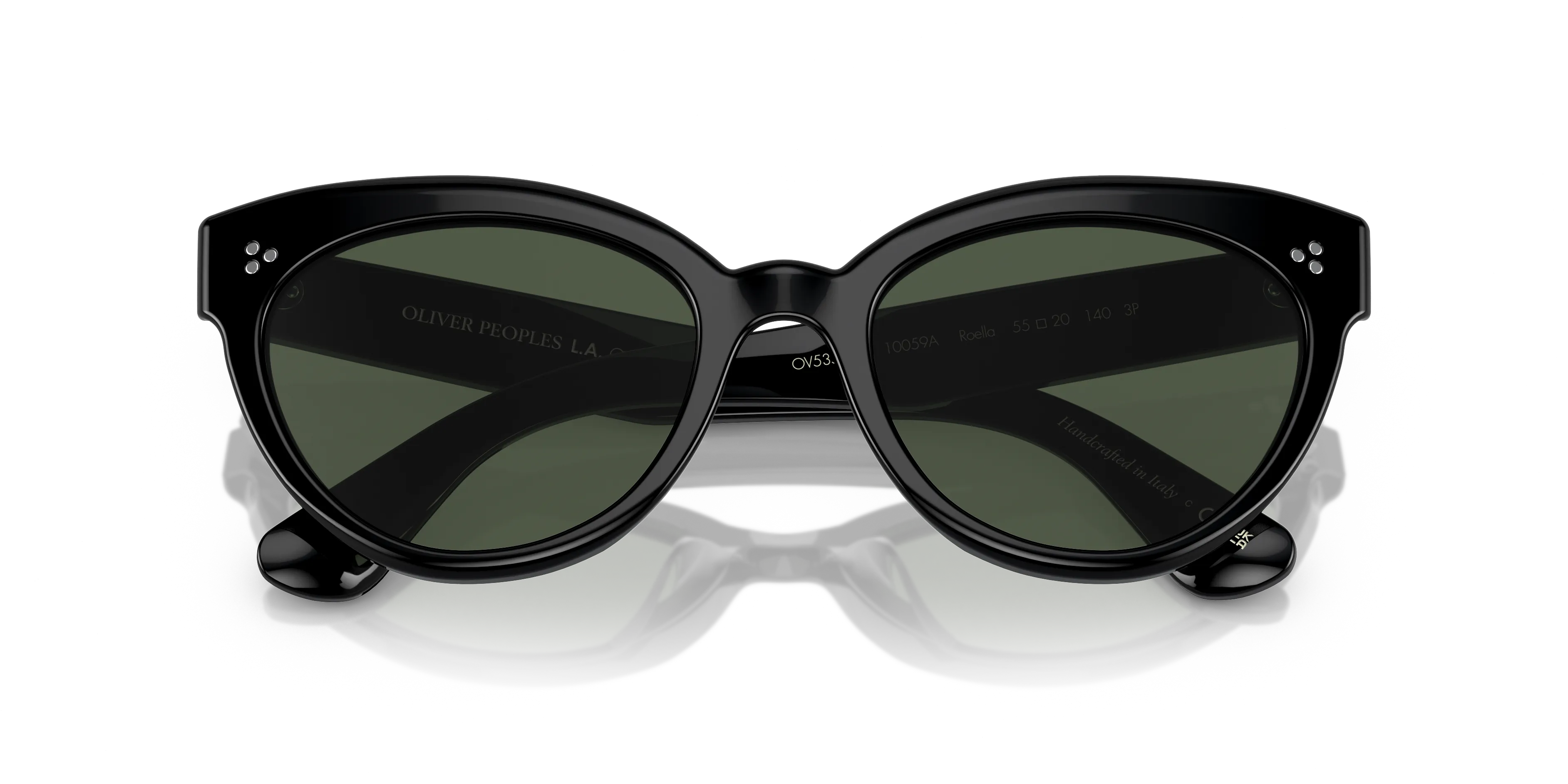 Oliver Peoples OV5355SU ROELLA 10059A Occhiali da sole Acetato Nero Verde Cat Eye Polarizzata - immagine 2