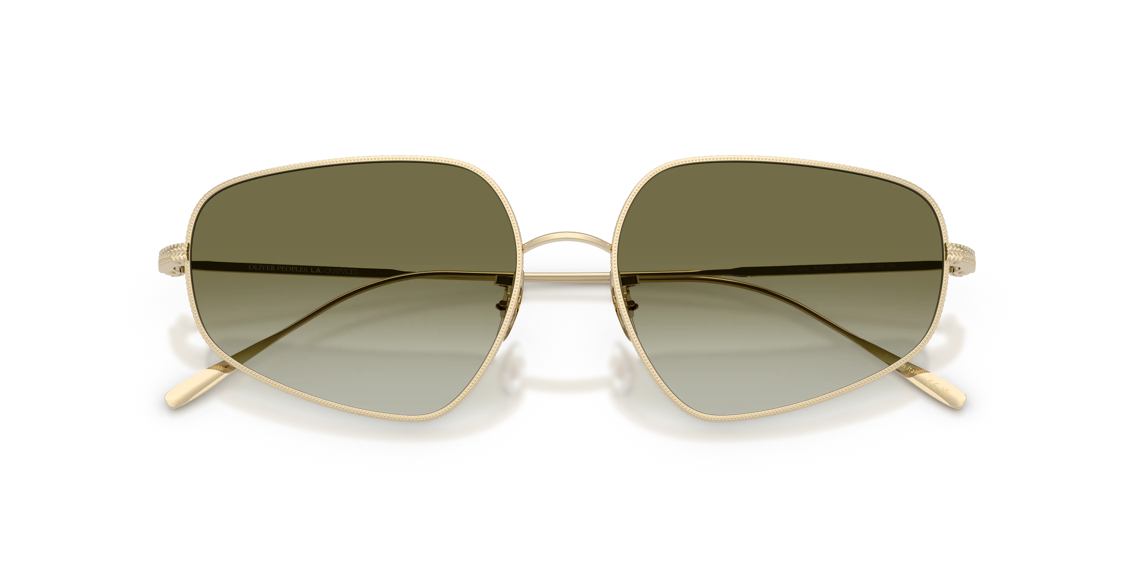 Oliver Peoples OV1356S EYLLA 50358E Occhiali da sole Metallo Oro Verde Geometrica Normale Sfumato - immagine 2