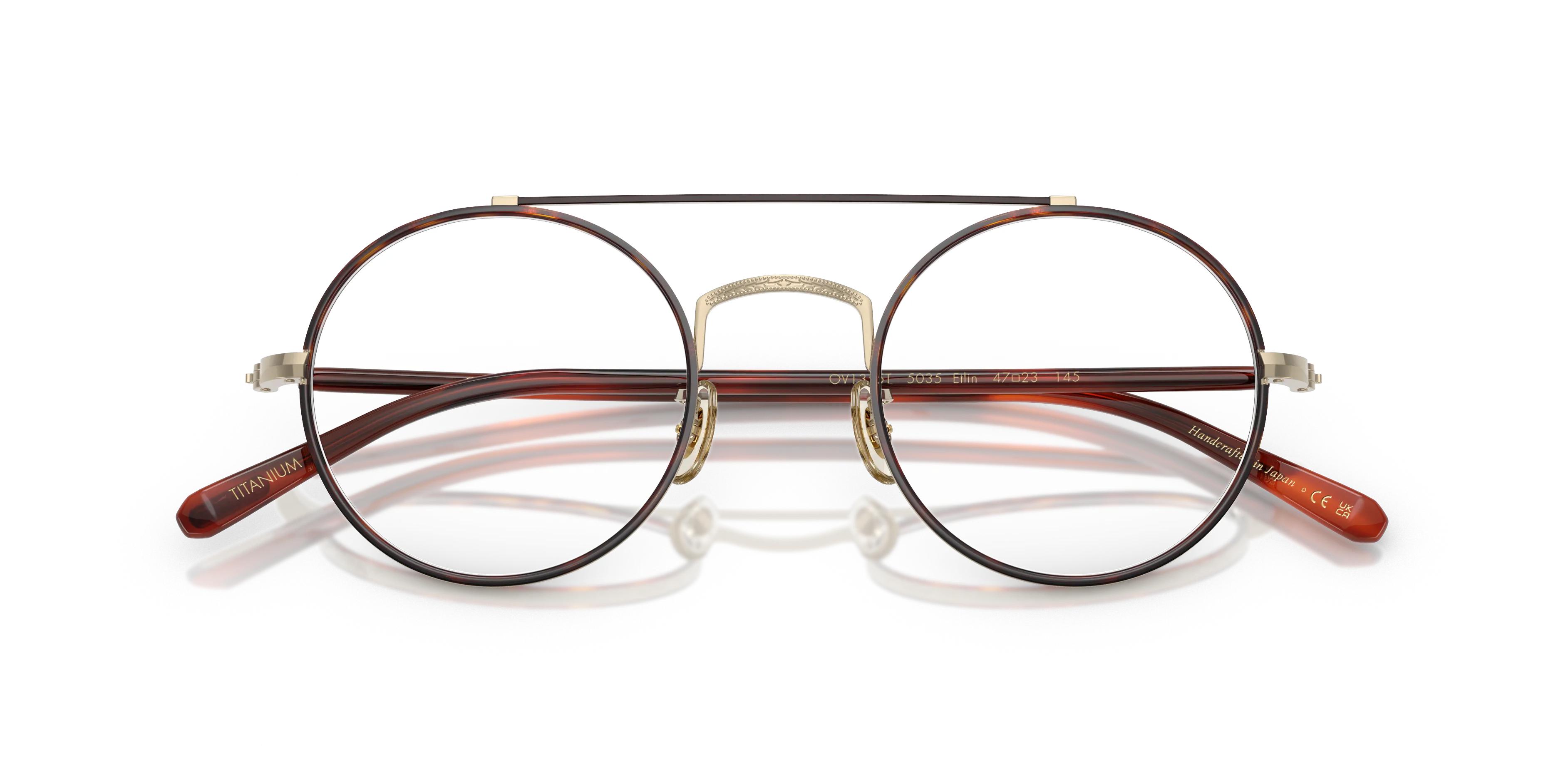 Oliver Peoples OV1355T ETLIN 5035 Montature da vista Titanio Oro Trasparente Rotonda Normale - immagine 2