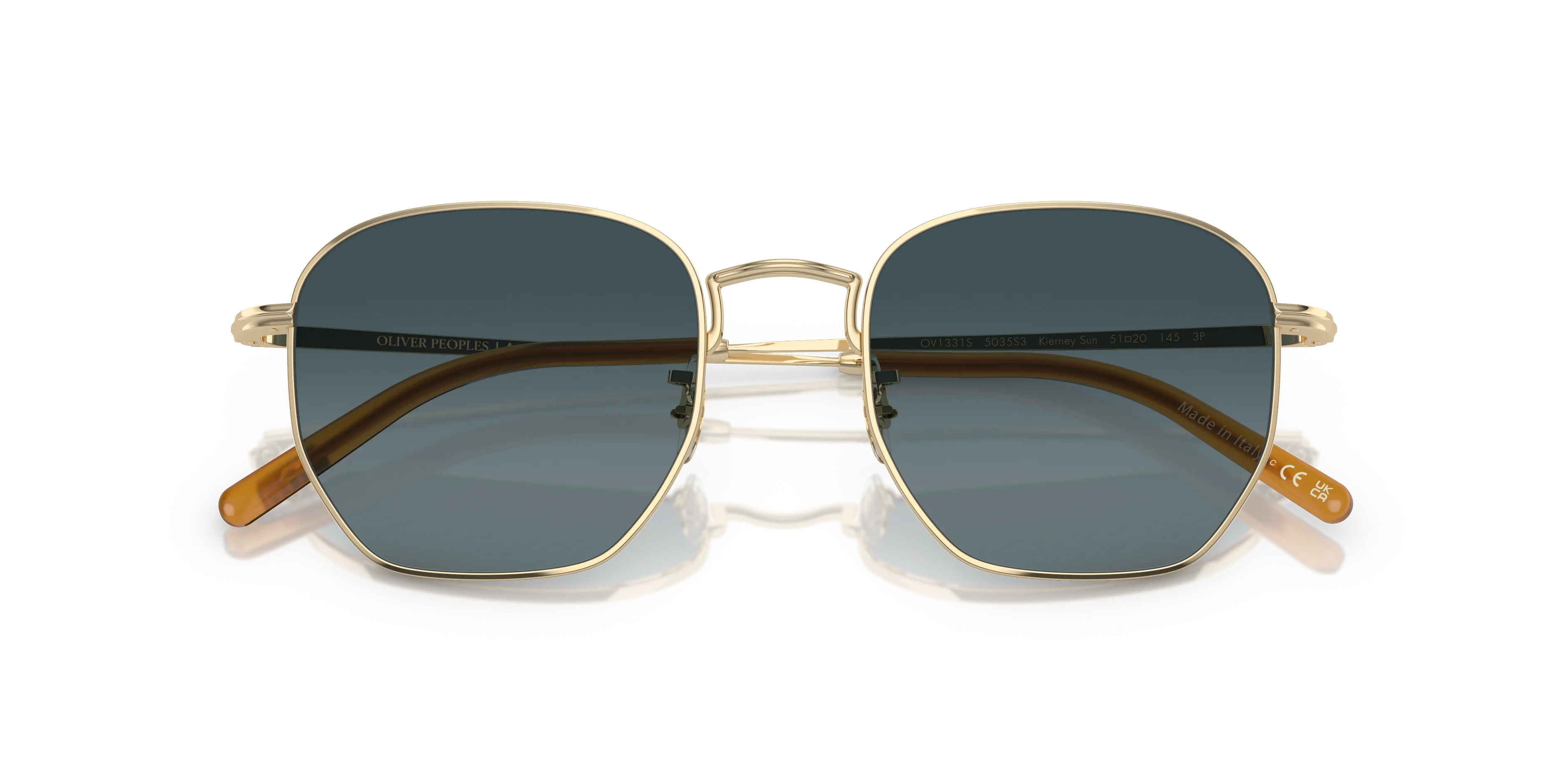 Oliver Peoples OV1331S KIERNEY SUN 5035S3 Occhiali da sole Metallo Oro Blu Squadrata Polarizzata Sfumato - immagine 2