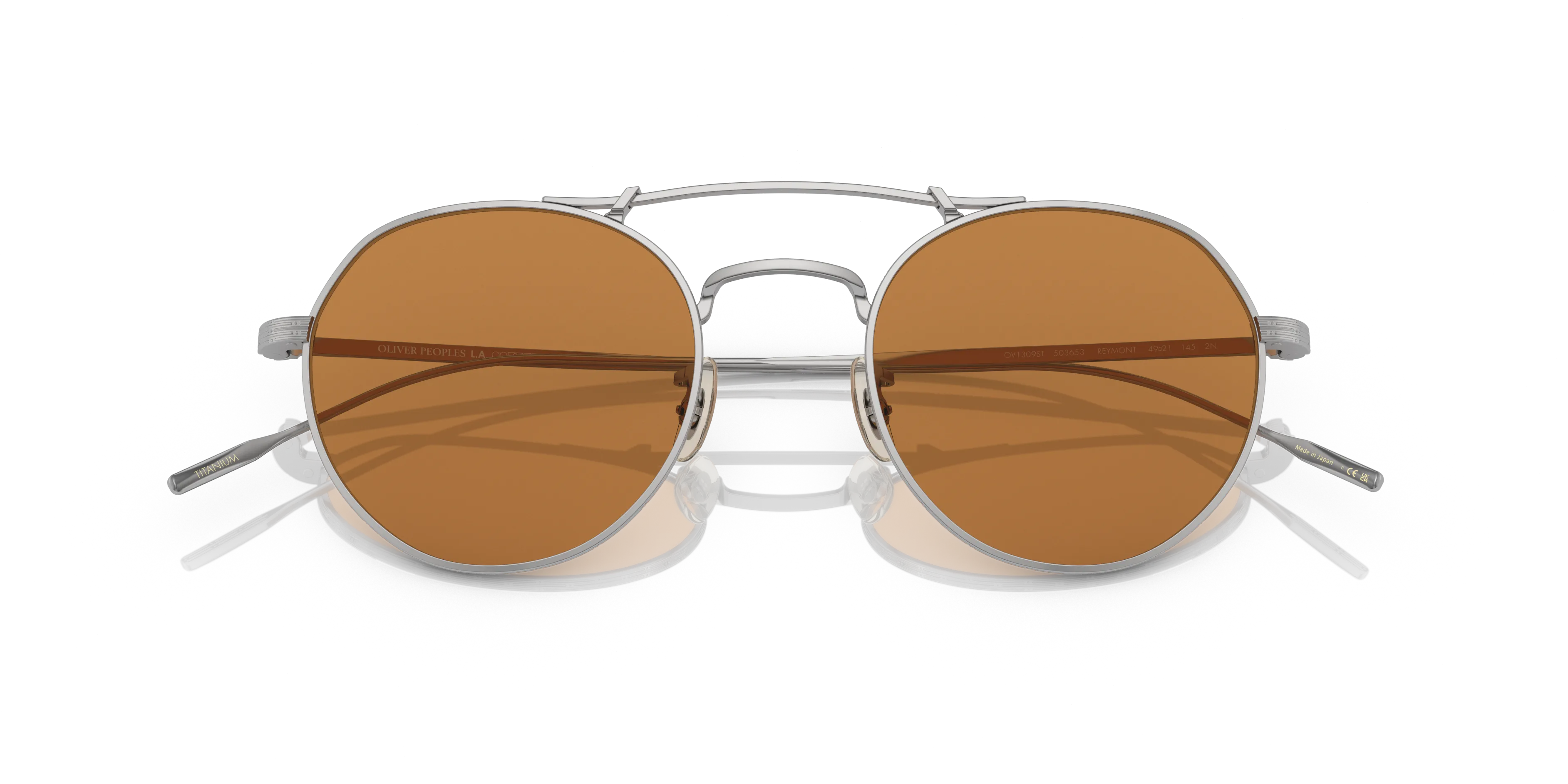 Oliver Peoples OV1309ST REYMONT 503653 Occhiali da sole Titanio Argento Marrone Rotonda Normale - immagine 2