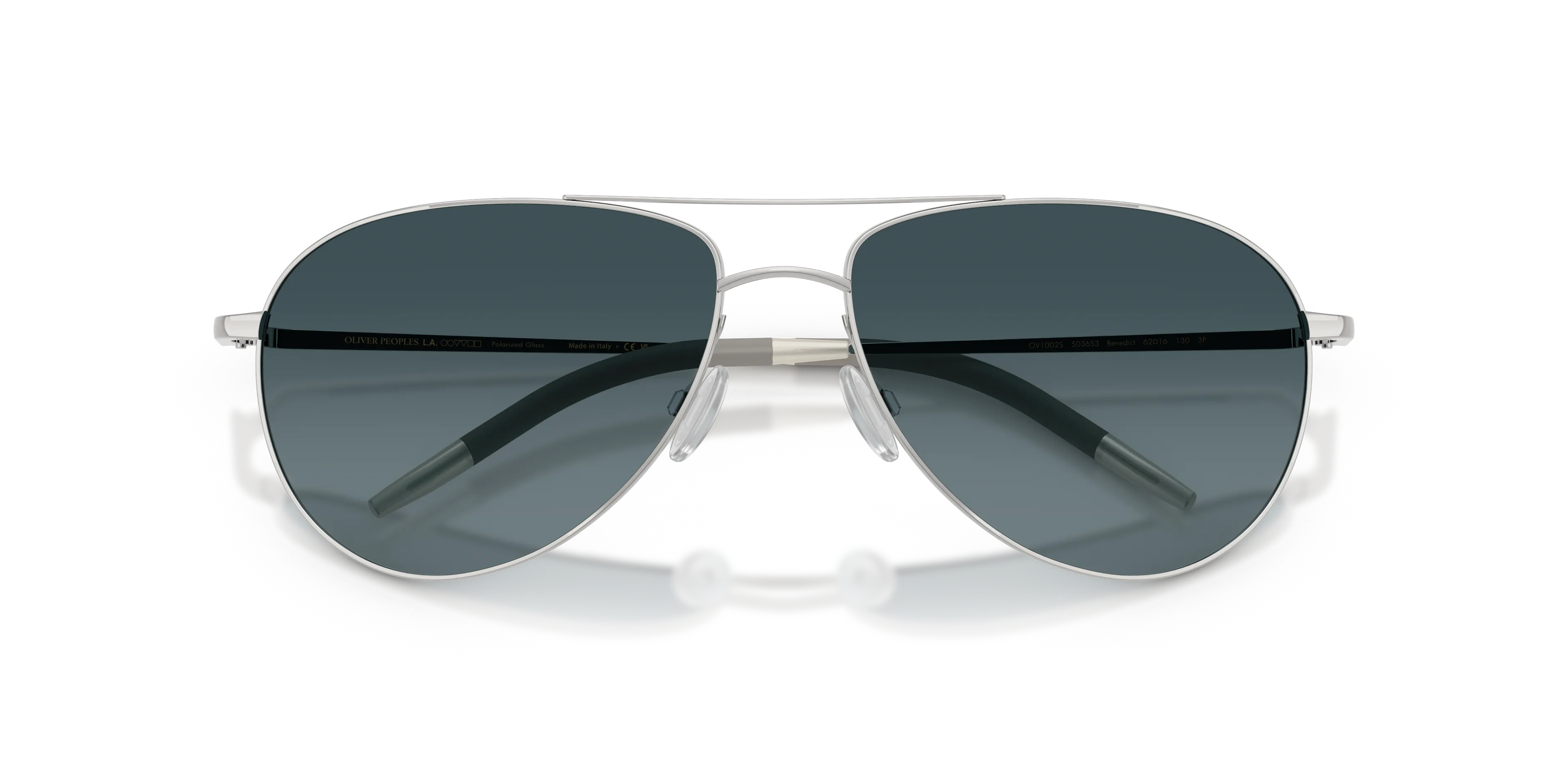 Oliver Peoples OV1002S BENEDICT 5036S3 Occhiali da sole Metallo Argento Blu Pilot Polarizzata Sfumato - immagine 2