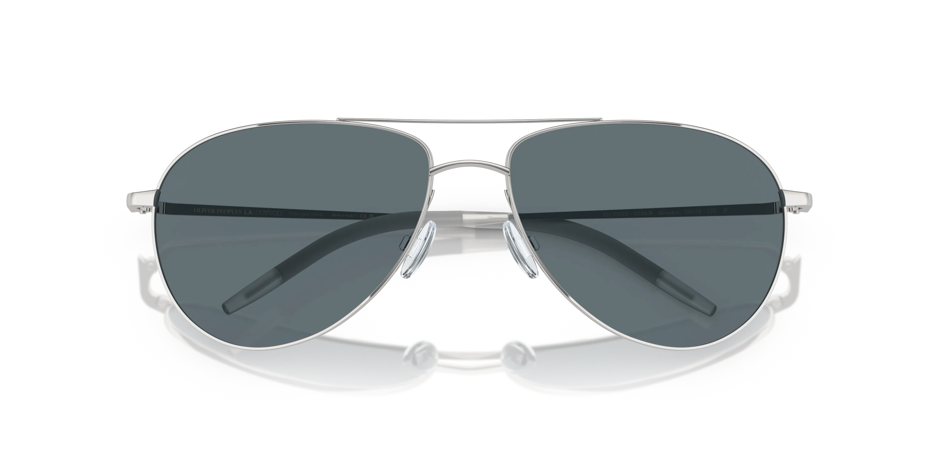 Oliver Peoples OV1002S BENEDICT 50363R Occhiali da sole Metallo Argento Blu Pilot Polarizzata - immagine 2