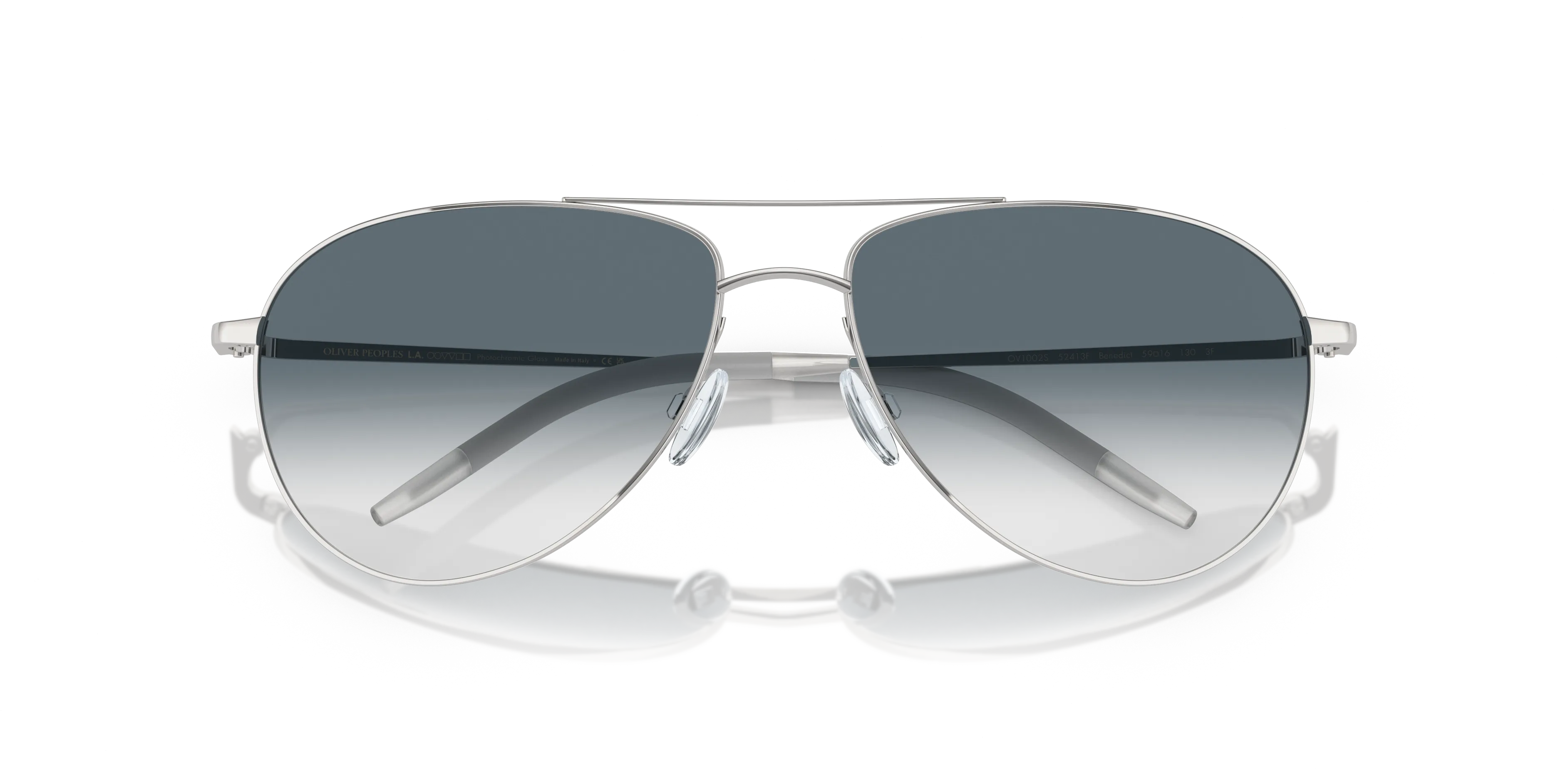 Oliver Peoples OV1002S BENEDICT 52413F Occhiali da sole Metallo Argento Blu Pilot Fotocromatiche Sfumato - immagine 2