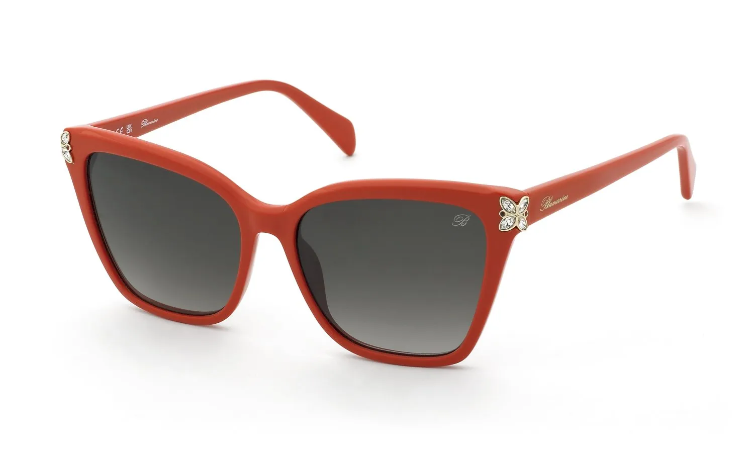 Blumarine SBM246S 02GE Occhiali da sole Acetato Arancione Fumo Farfalla Normale Sfumato - immagine 1