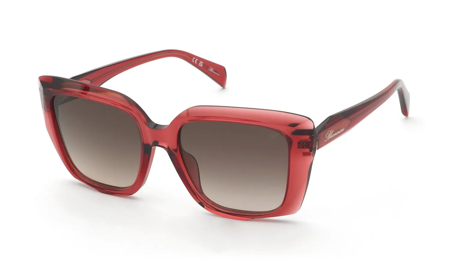 Blumarine SBM241S 0VC2 Occhiali da sole Acetato Rosso Marrone Squadrata Normale Sfumato - immagine 1