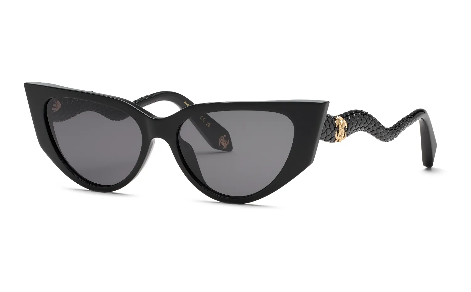 Roberto Cavalli SRC128M 700 Occhiali da sole Acetato Nero Fumo Cat Eye Normale - immagine 1