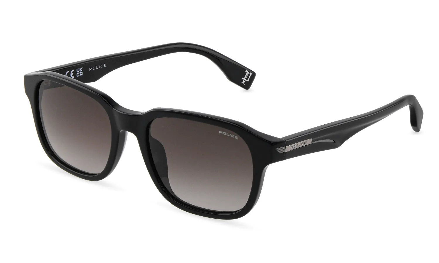 Police SPLU67 NERVE 1 700 Occhiali da sole Acetato Nero Fumo Squadrata Normale Sfumato - immagine 1