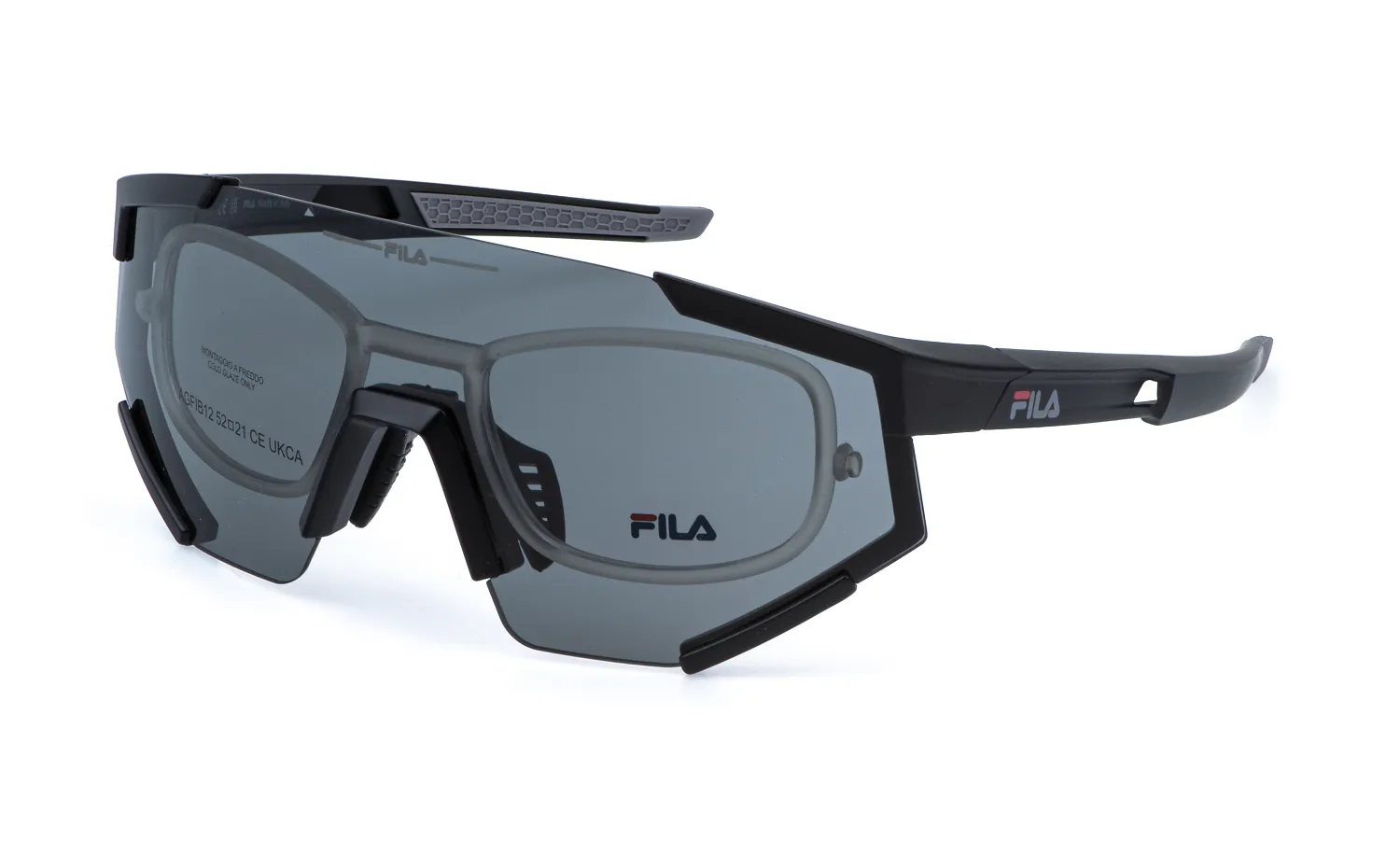 Fila SFIB12V 0U28 Occhiali da sole Iniettato Nero Fumo Maschera Idrorepellente - immagine 1